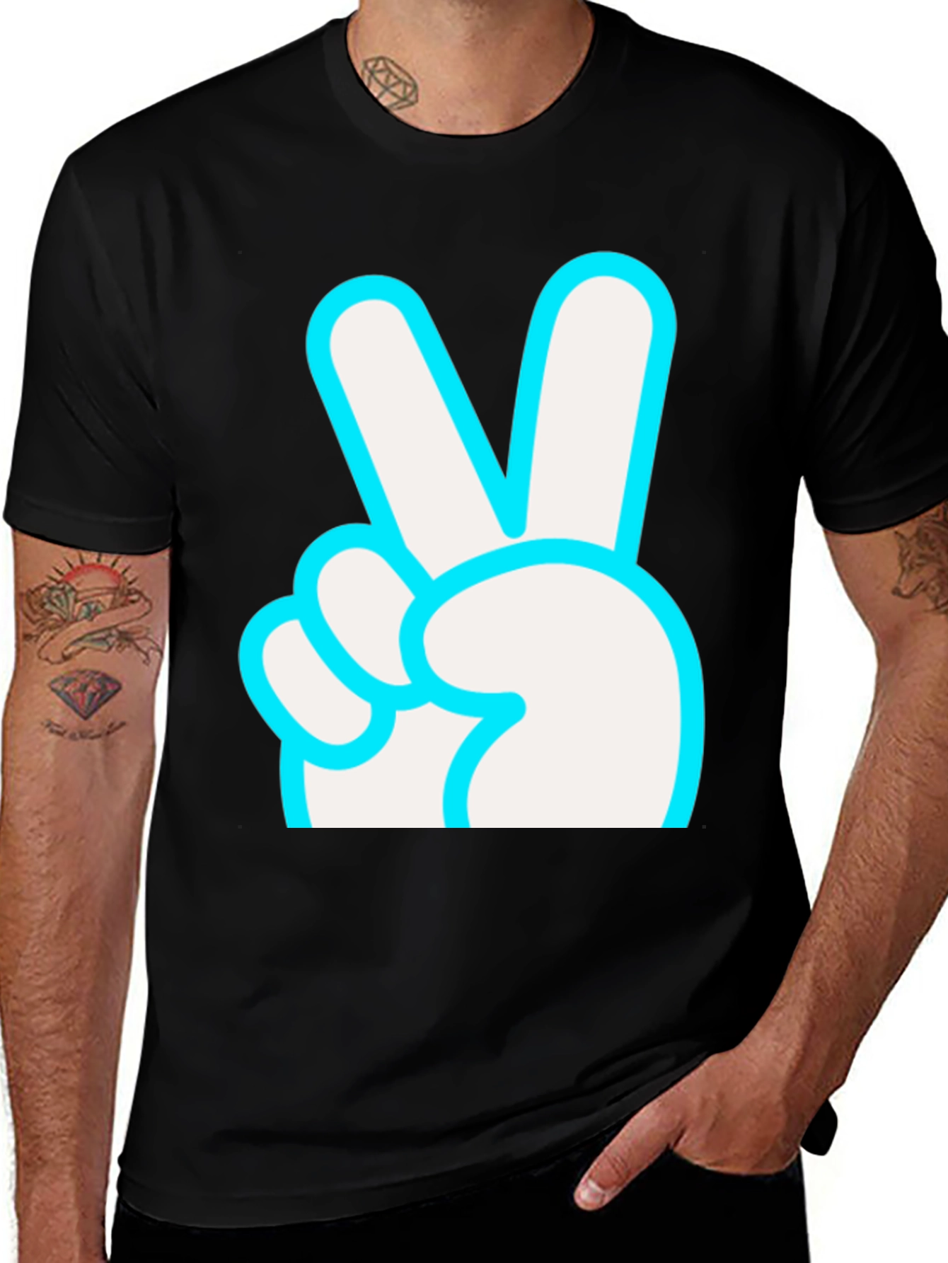 Variant 30 of Peace Sign Graphic T-Shirt - Black
