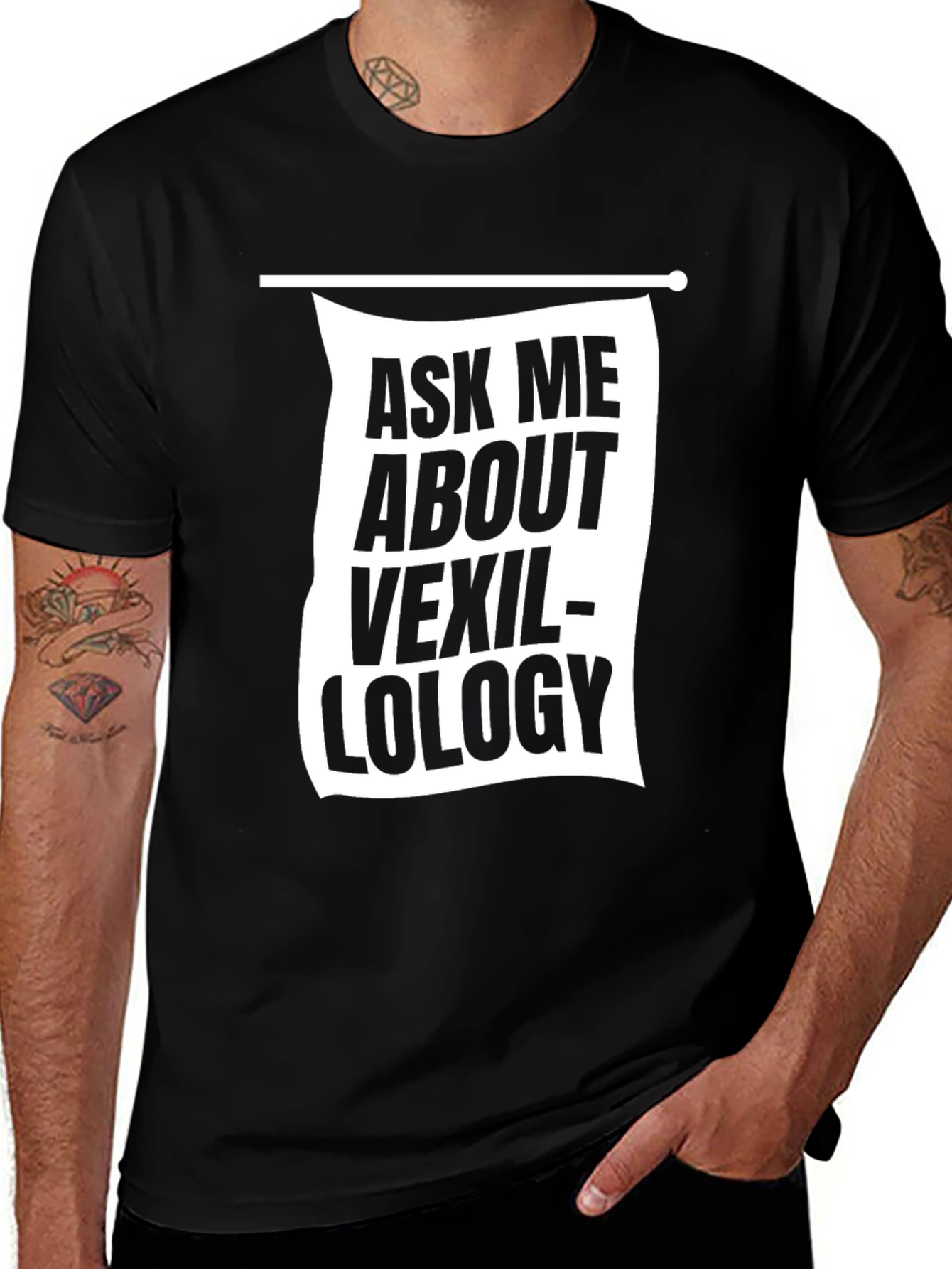 Ask Me About Vexillology Black Graphic T-Shirt