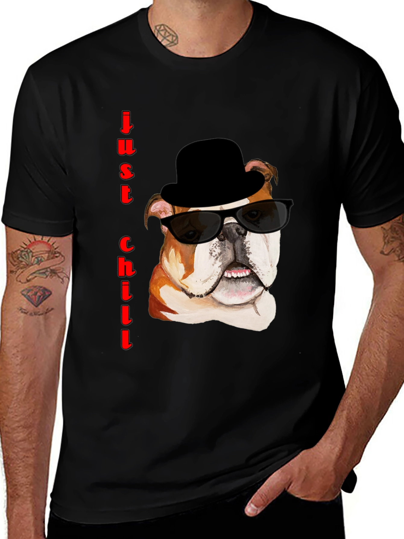 Variant 7 of Cool Bulldog Graphic Tee - Just Chill T-Shirt