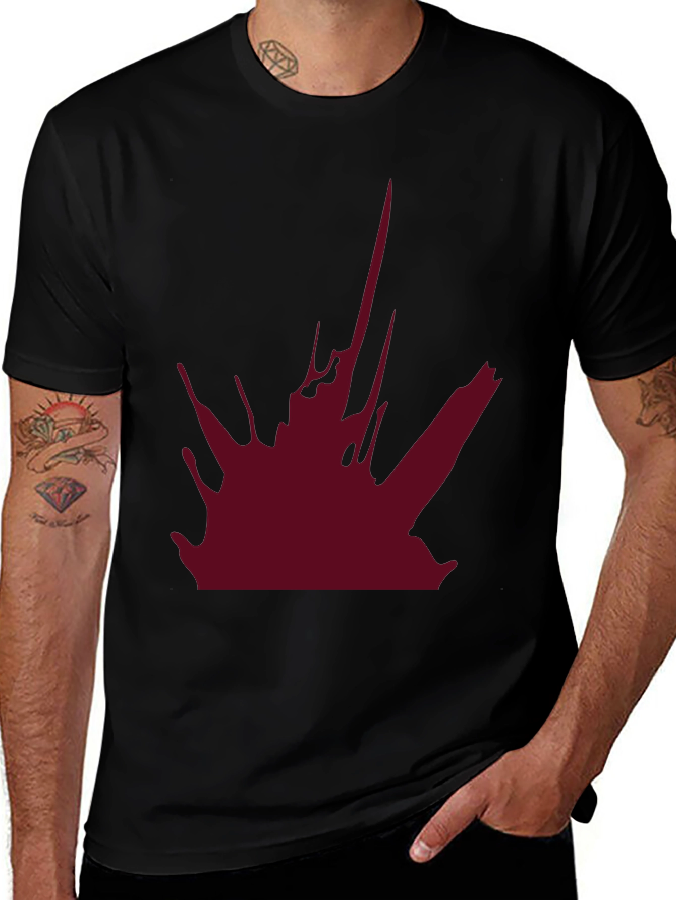 Variant 3 of Burgundy Splatter Graphic Black Tee