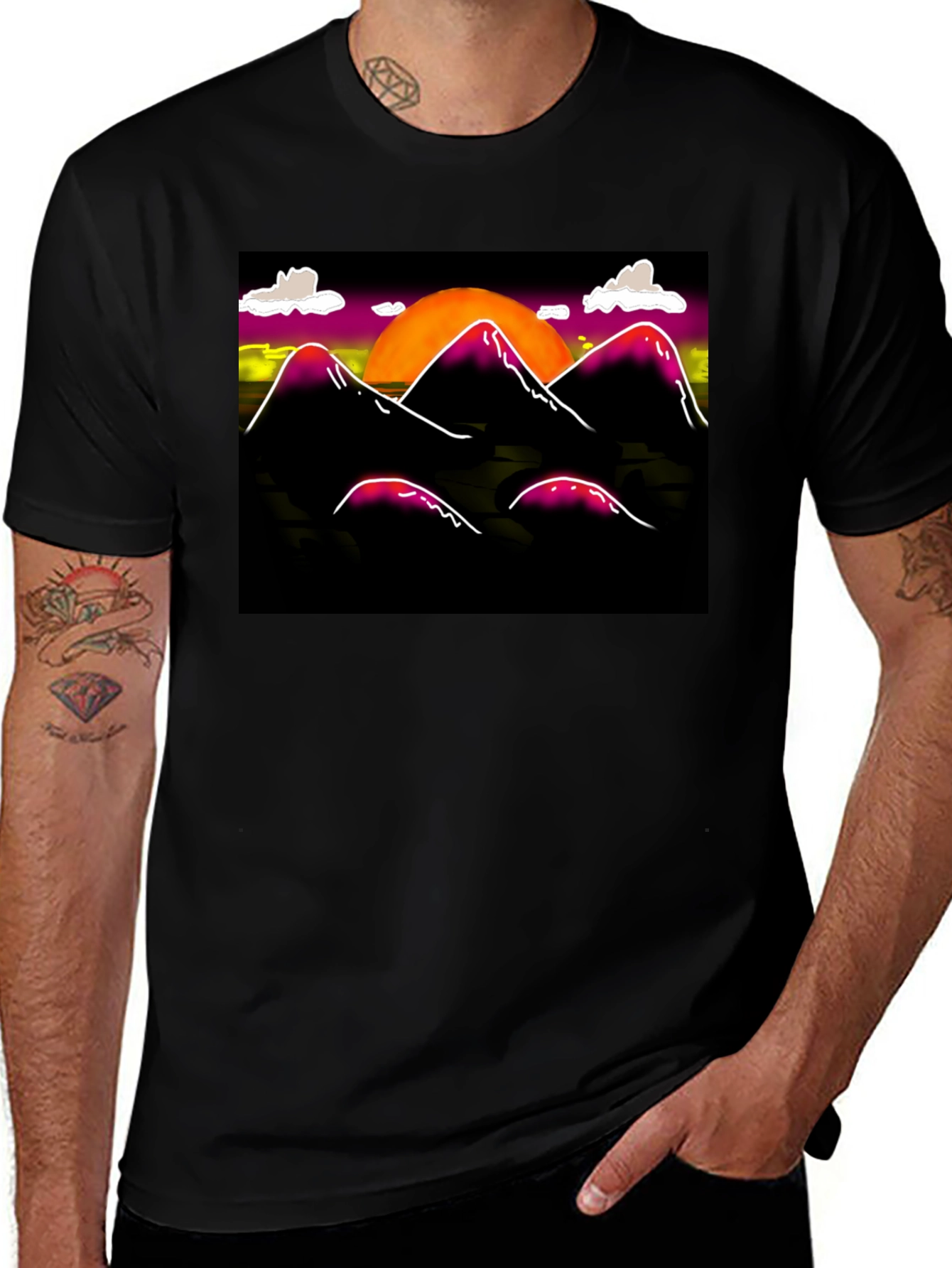 Variant 18 of Sunset Mountain Black T-Shirt