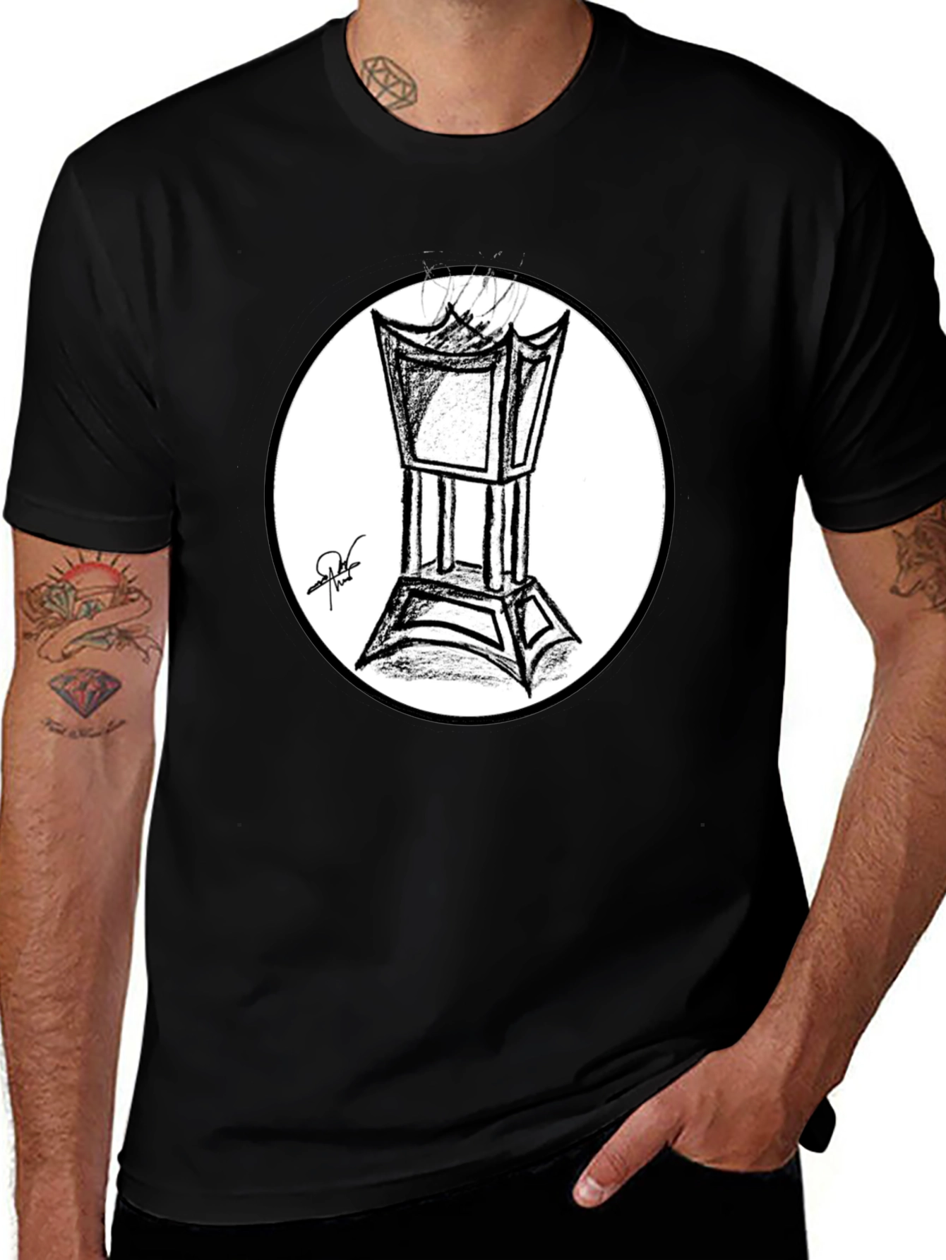 Incense Burner Sketch T-Shirt - Black