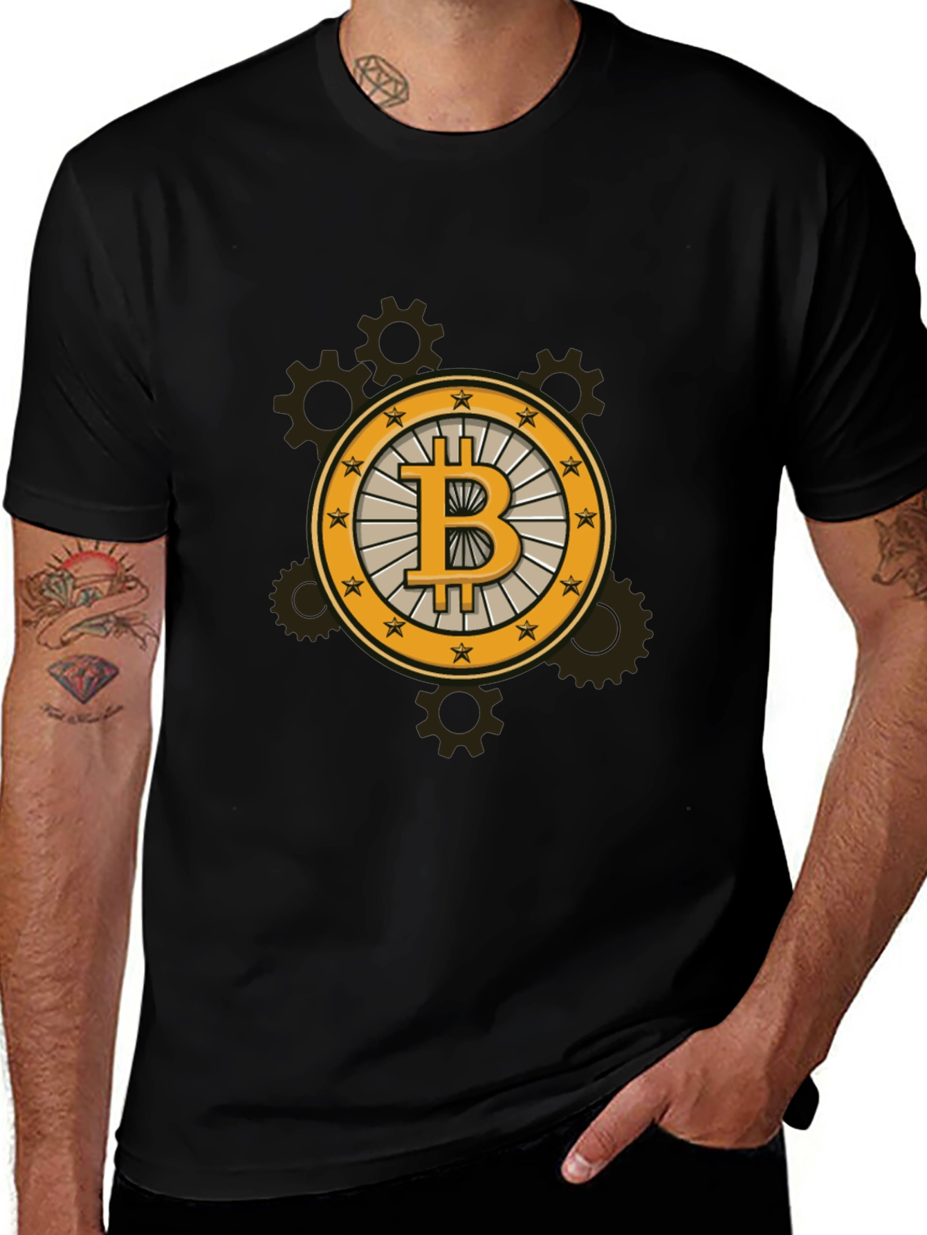 Variant 9 of Bitcoin Steampunk Black Tee