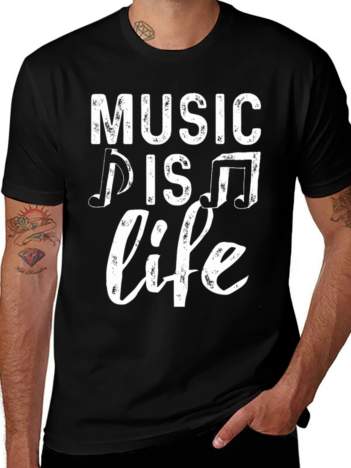 Variant 30 of Music is Life Graphic T-Shirt - Black