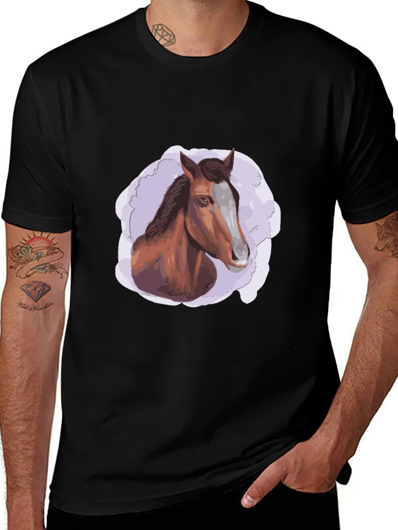 Variant 28 of Horse Graphic Black T-Shirt - Stylish Casual Wear