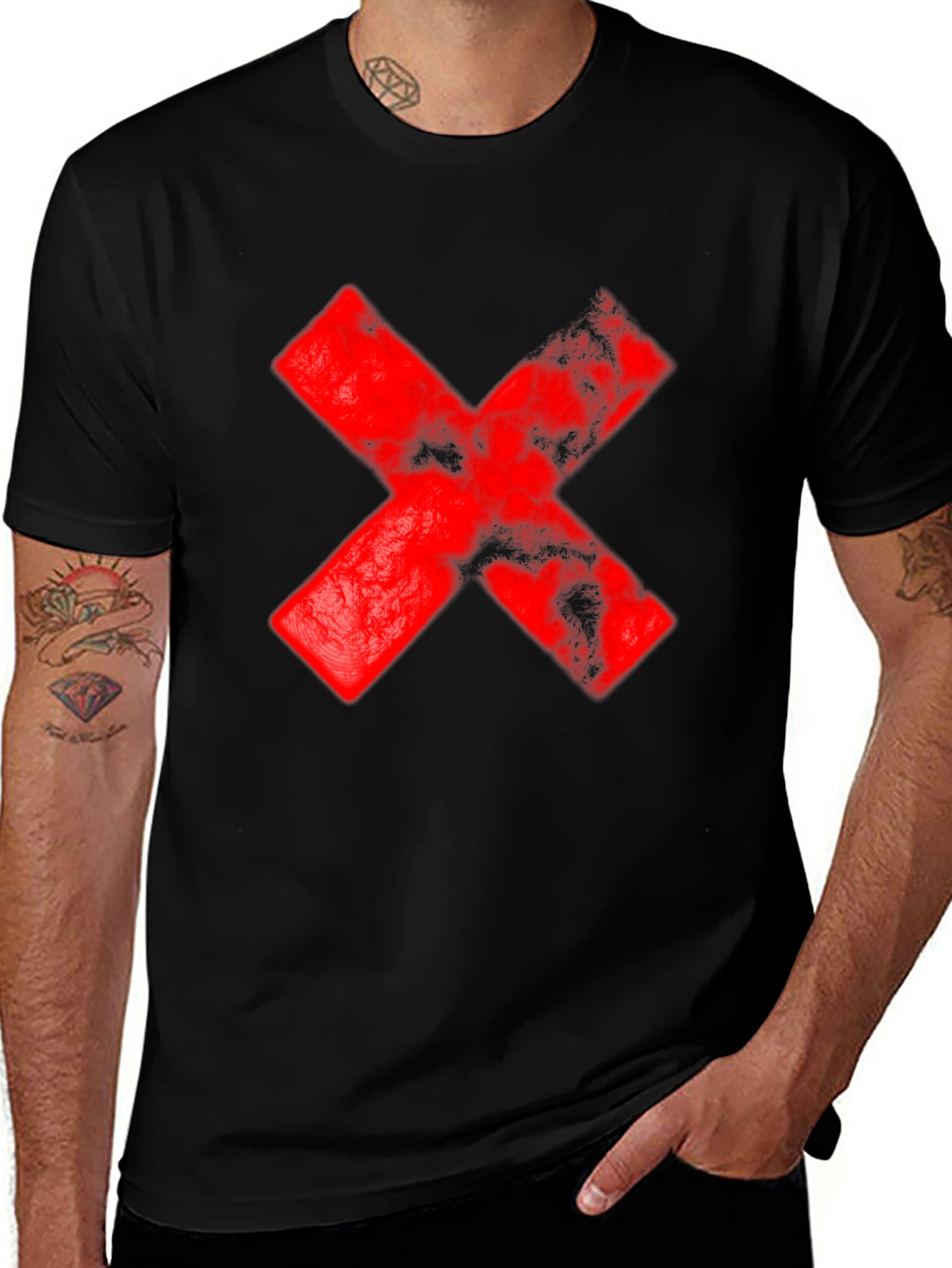 Variant 23 of Red X Graphic Black T-Shirt