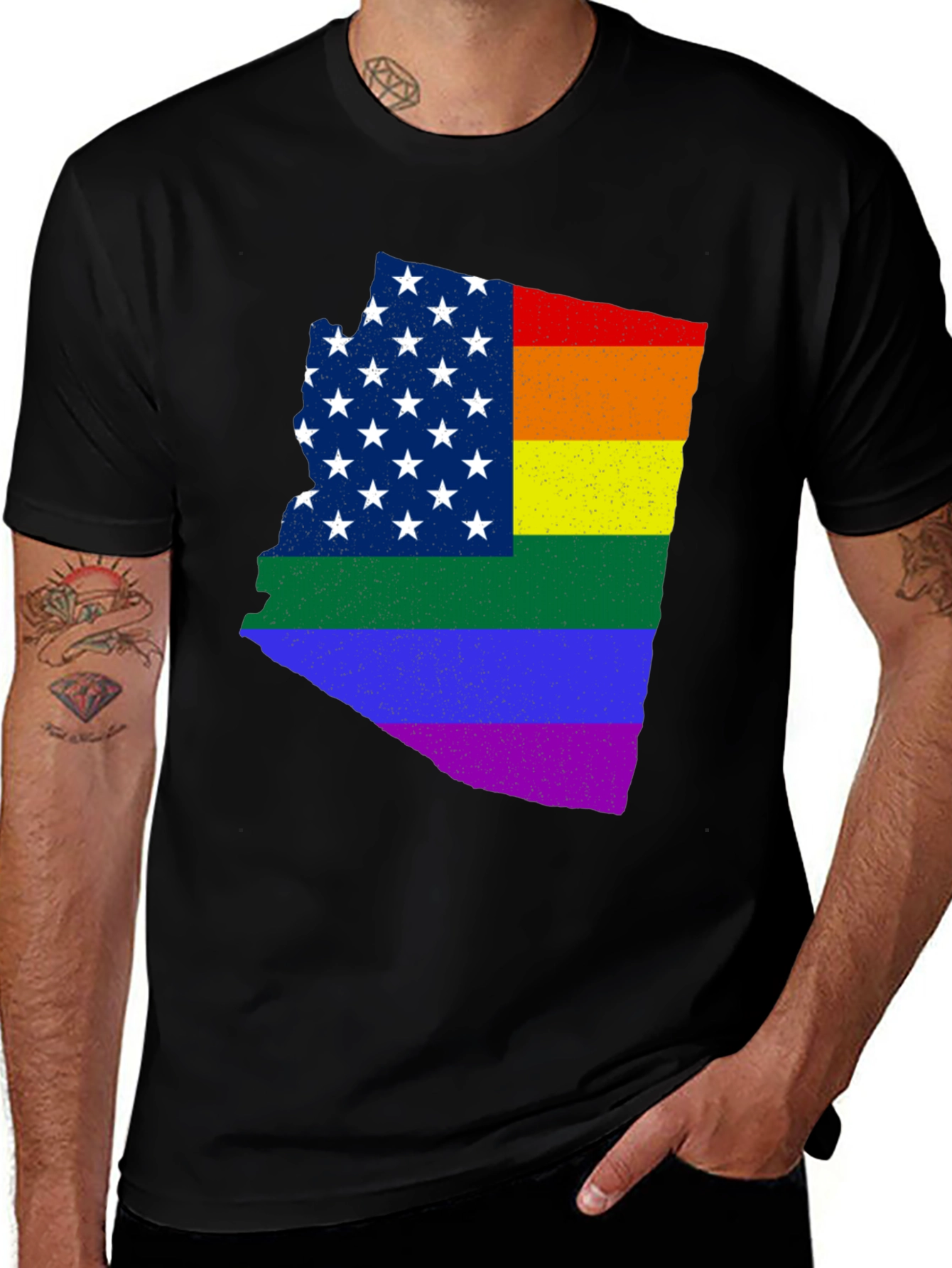 Pride Arizona State Map Graphic Tee - Black