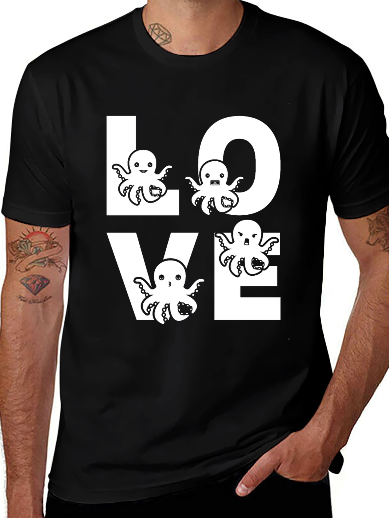 Variant 13 of LOVE Octopus T-Shirt - Sea Life Graphic Tee