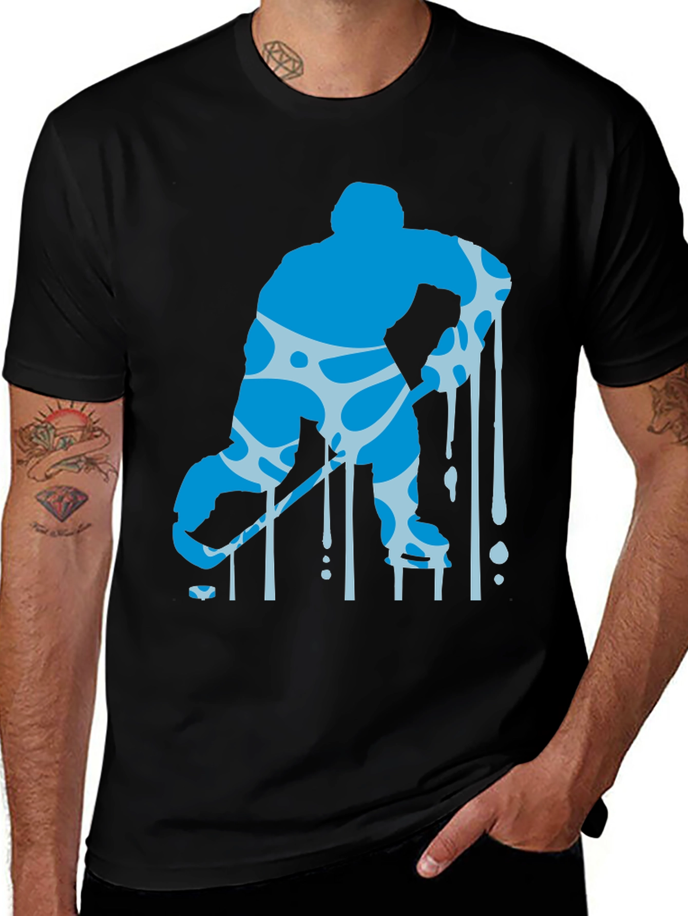 Variant 15 of Hockey Player Drip Graphic Tee