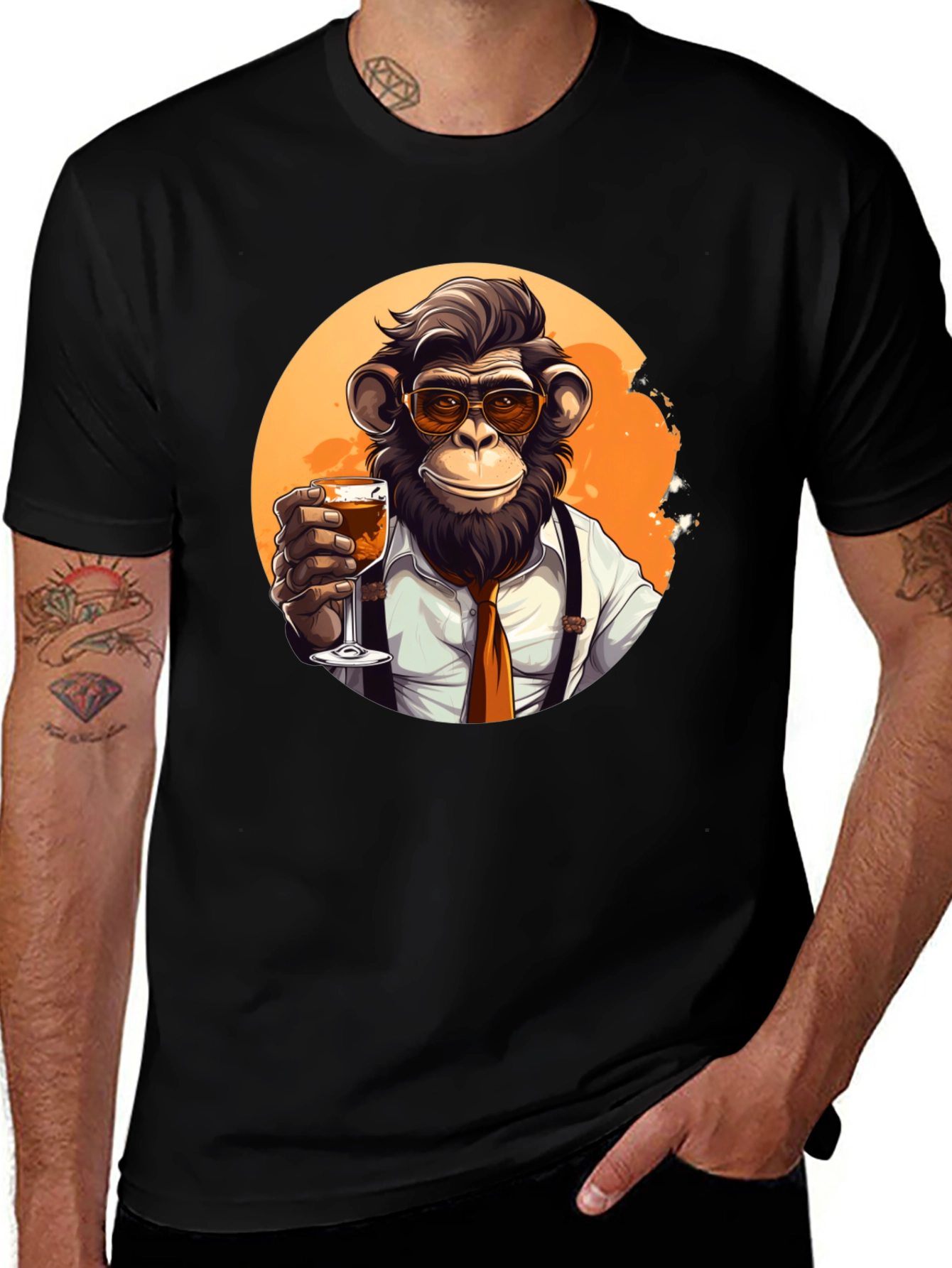 Variant 26 of Dapper Monkey Black T-Shirt
