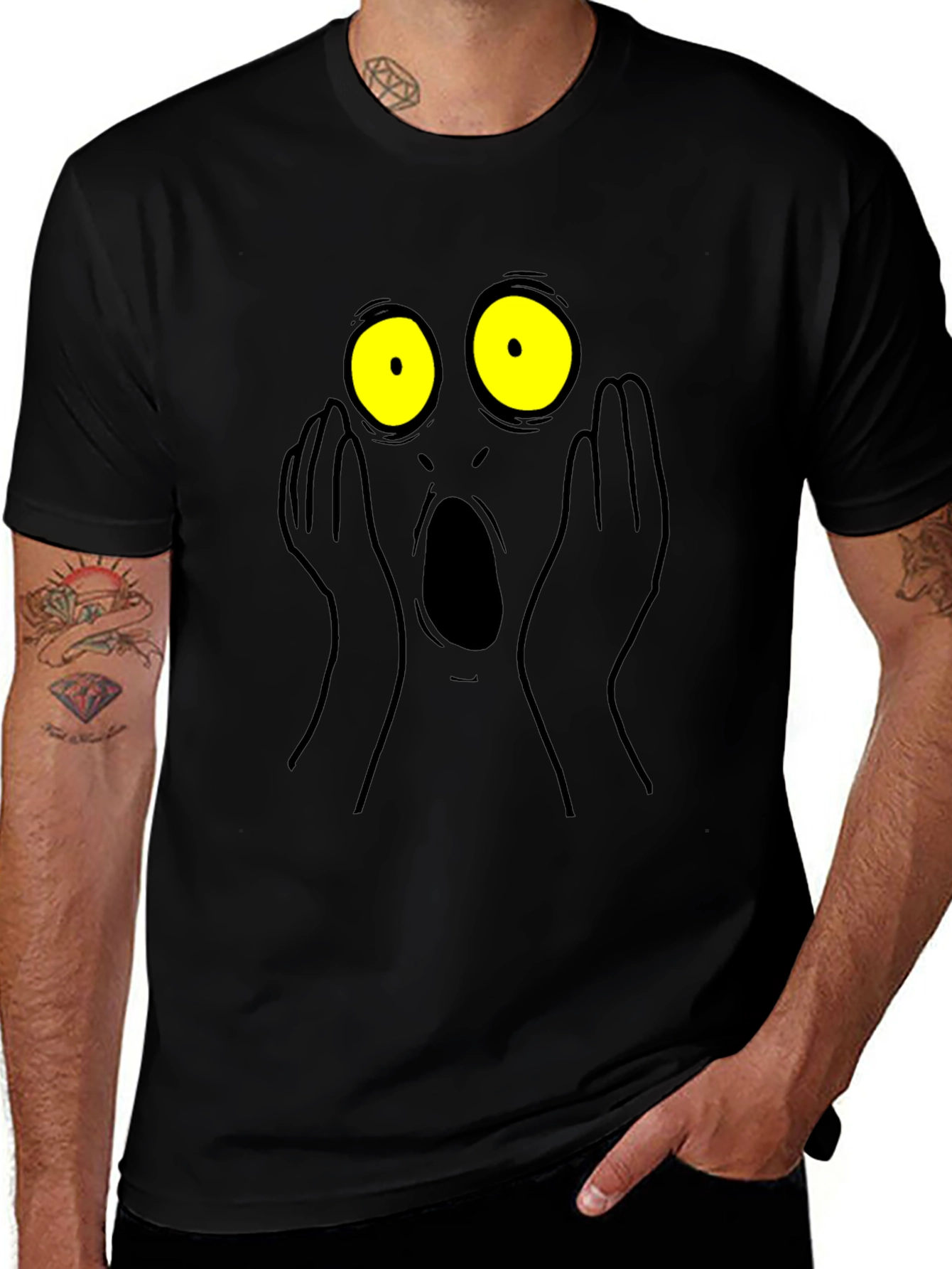Variant 10 of Shocked Face Graphic Tee - Unisex Black T-Shirt