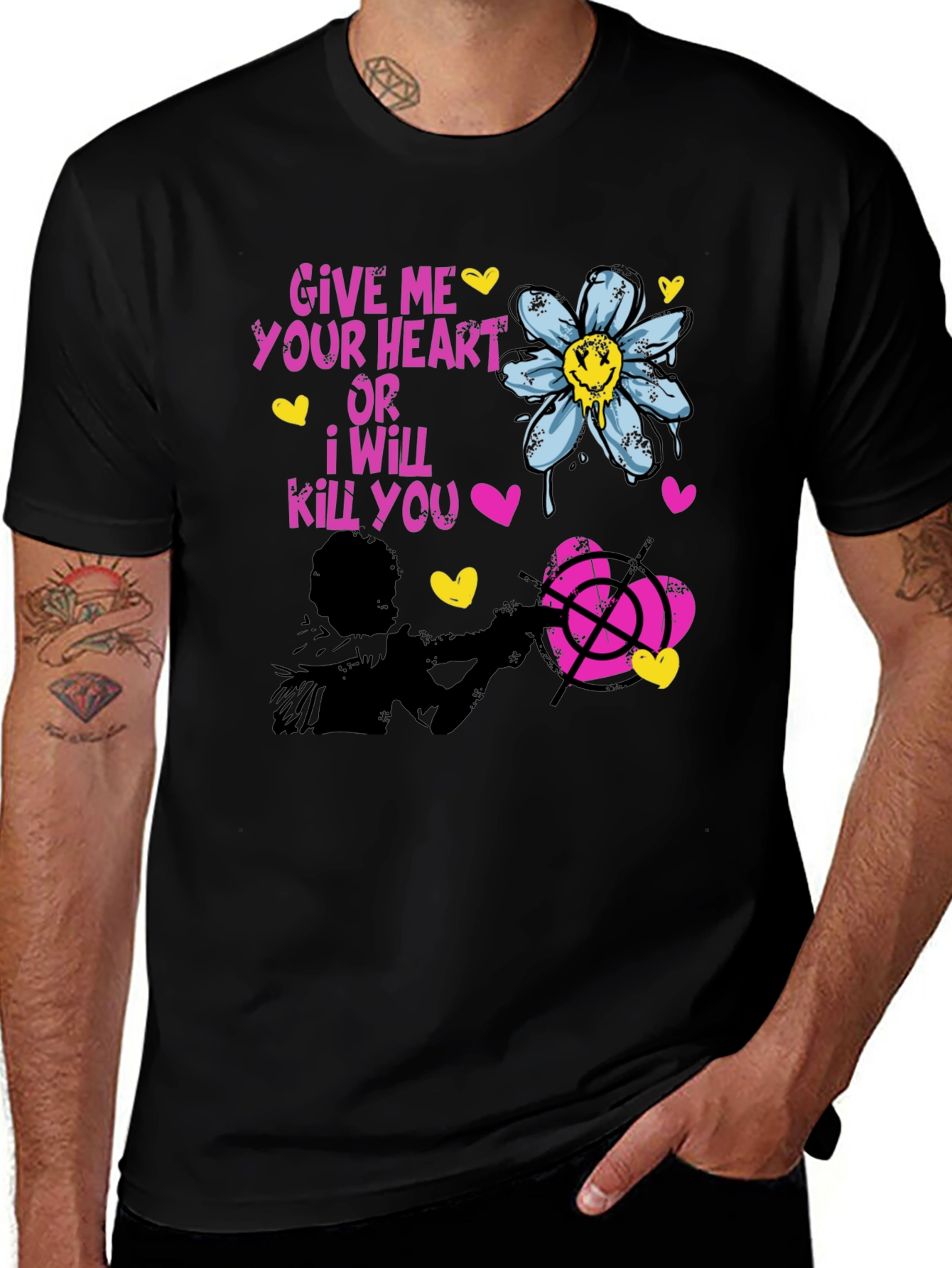 Variant 25 of Give Me Your Heart Black Graphic Tee