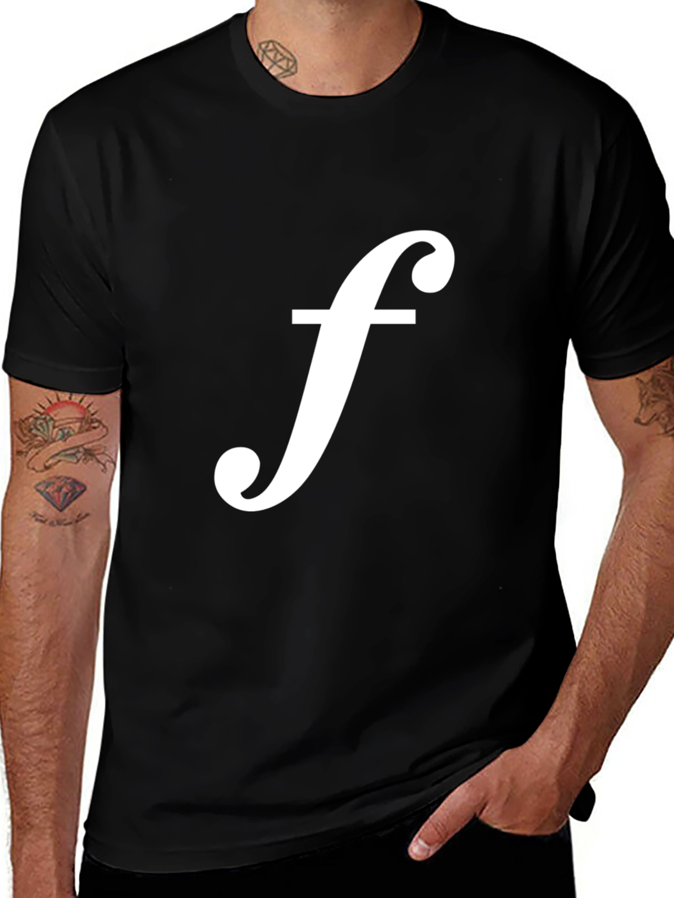 Black T-Shirt with White 'f' Logo
