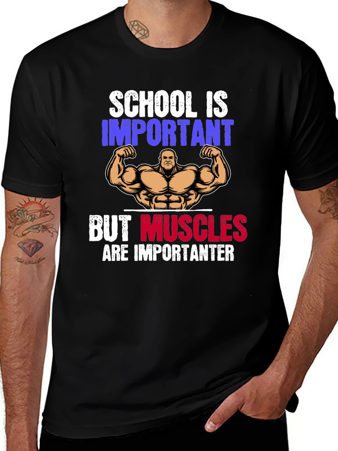 Variant 6 of School is Important, But Muscles are Importanter T-Shirt