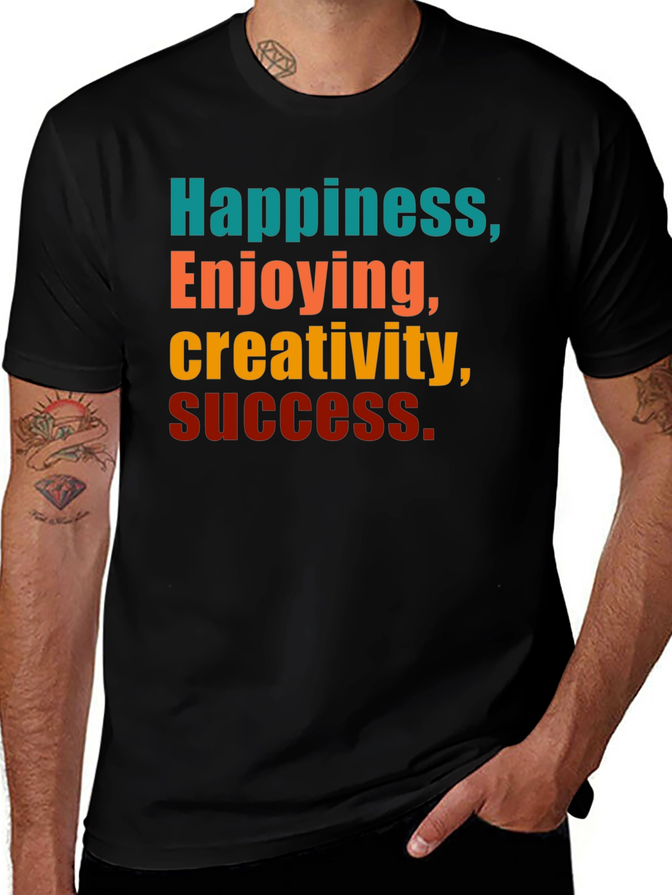 Black Happiness Creativity Success Graphic T-Shirt main image