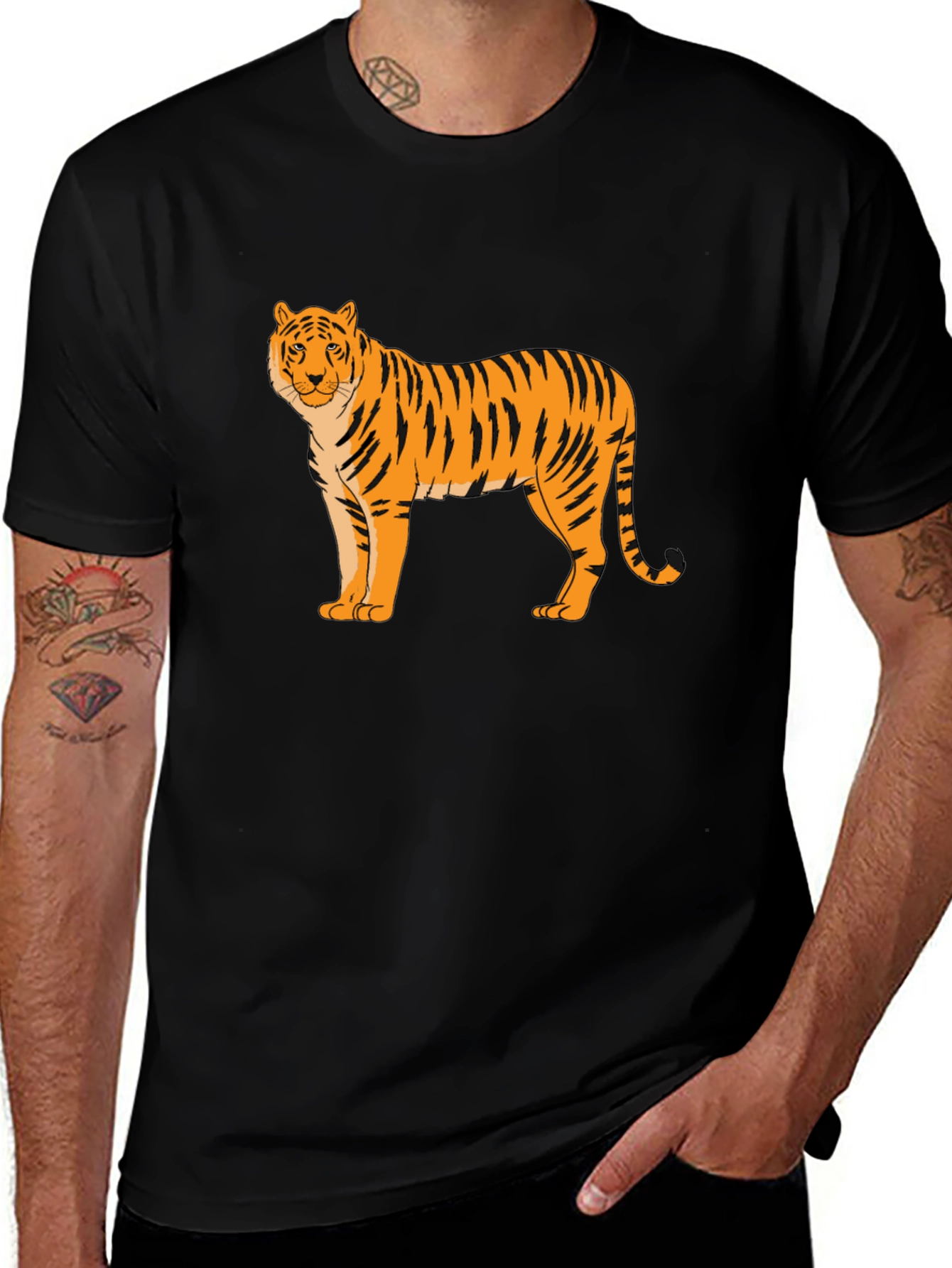 Variant 20 of Tiger Graphic Print Black T-Shirt