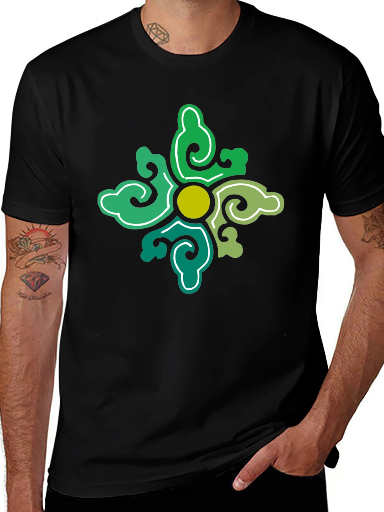 Variant 3 of Abstract Floral Black T-Shirt