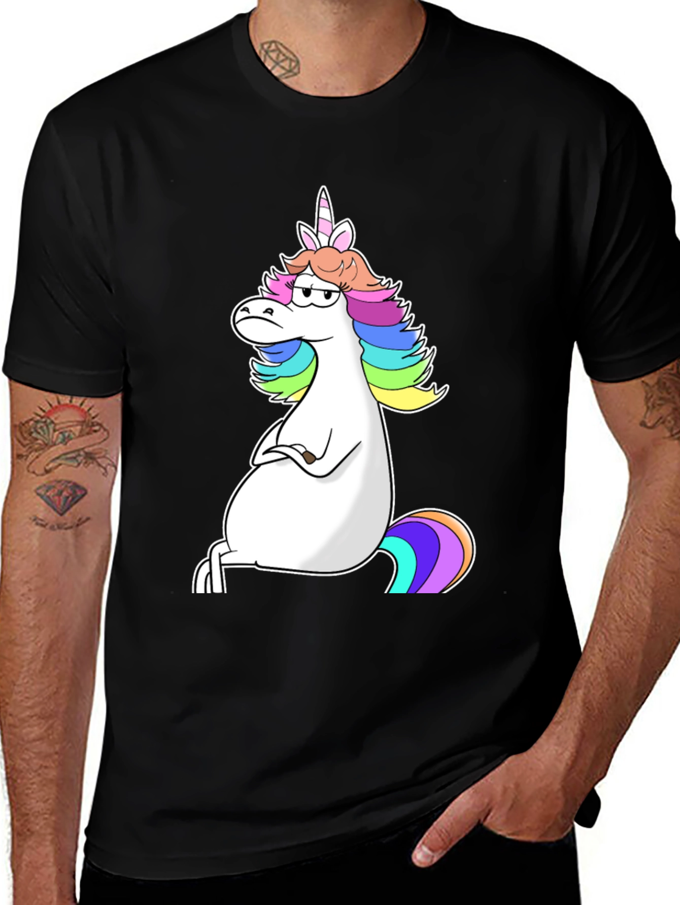 Variant 21 of Grumpy Unicorn Graphic Tee - Unisex Black T-Shirt