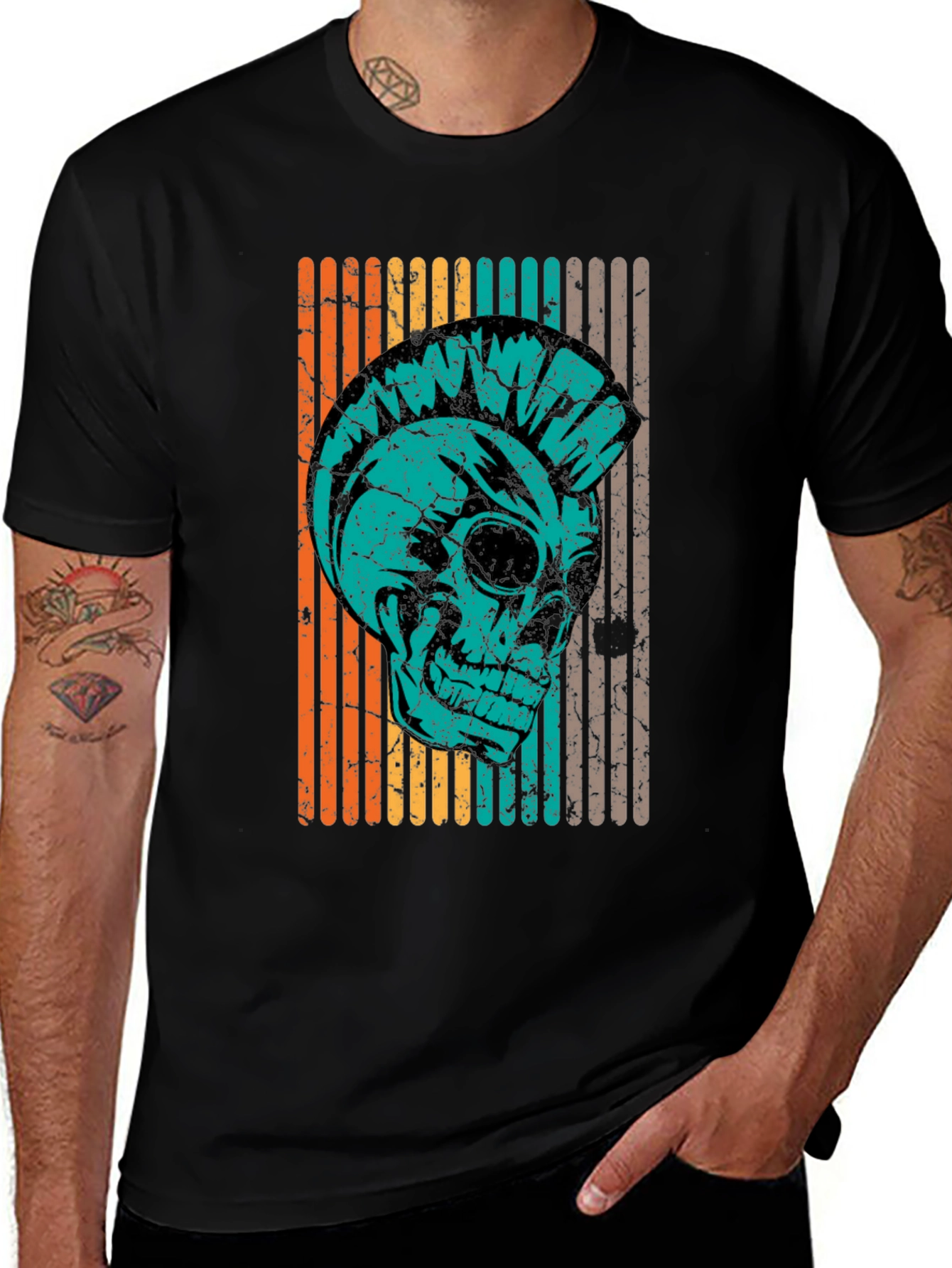 Variant 23 of Retro Punk Skull T-Shirt - Vintage Style