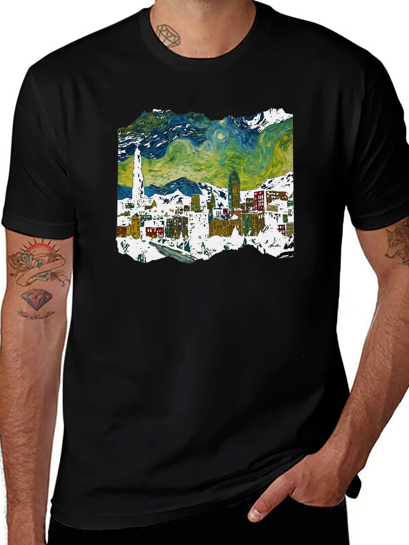 Variant 15 of Starry Night Cityscape Graphic Tee