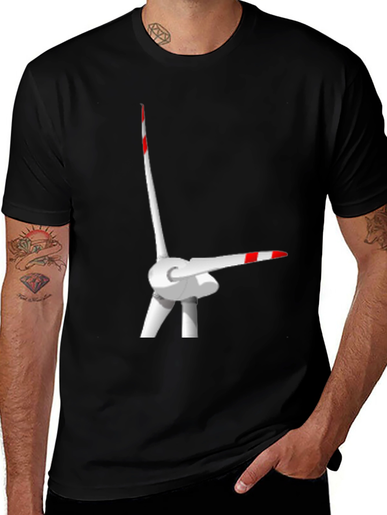 Variant 24 of Wind Turbine T-Shirt - Black Graphic Tee