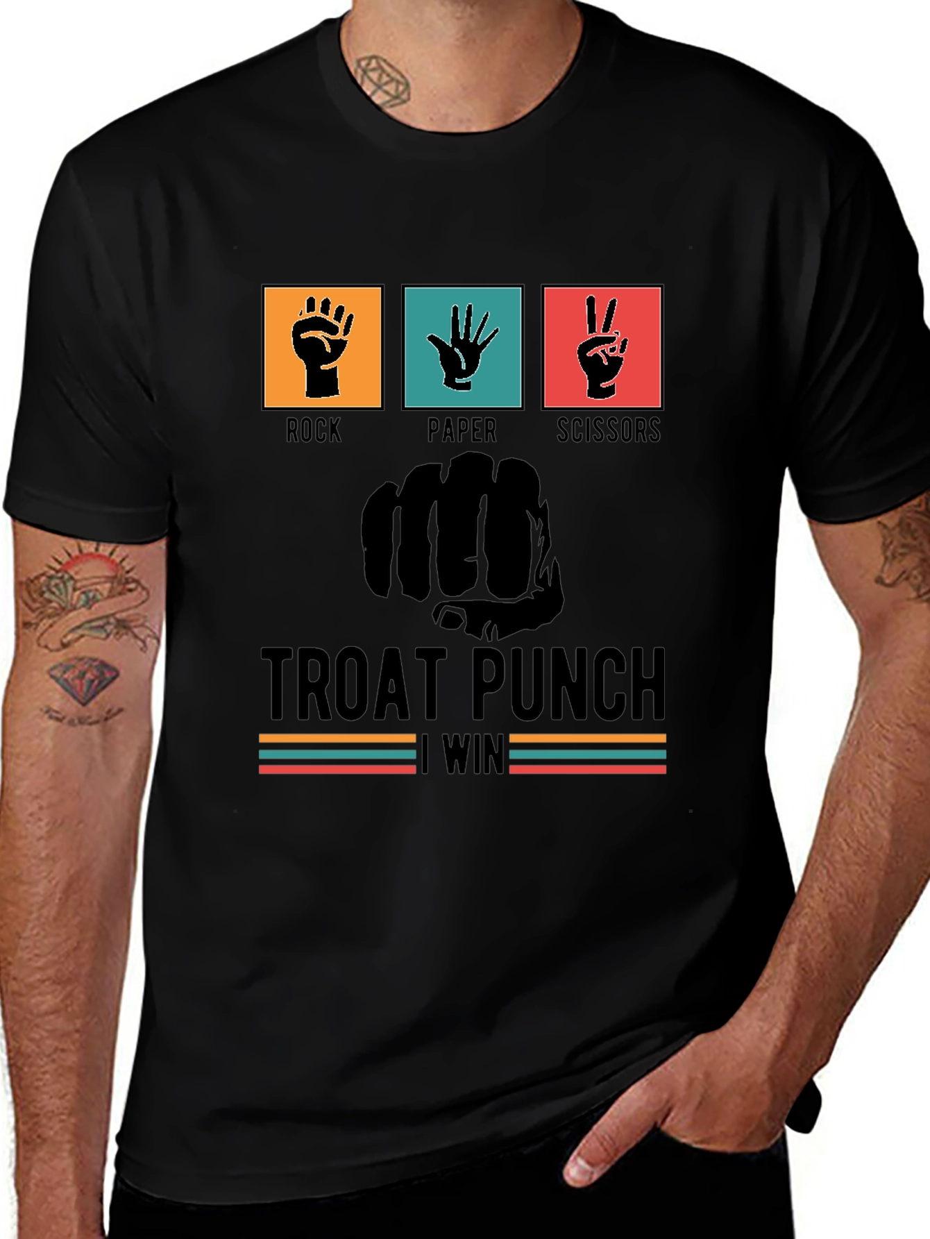 Variant 22 of Rock Paper Scissors "Throat Punch I Win" Graphic Tee