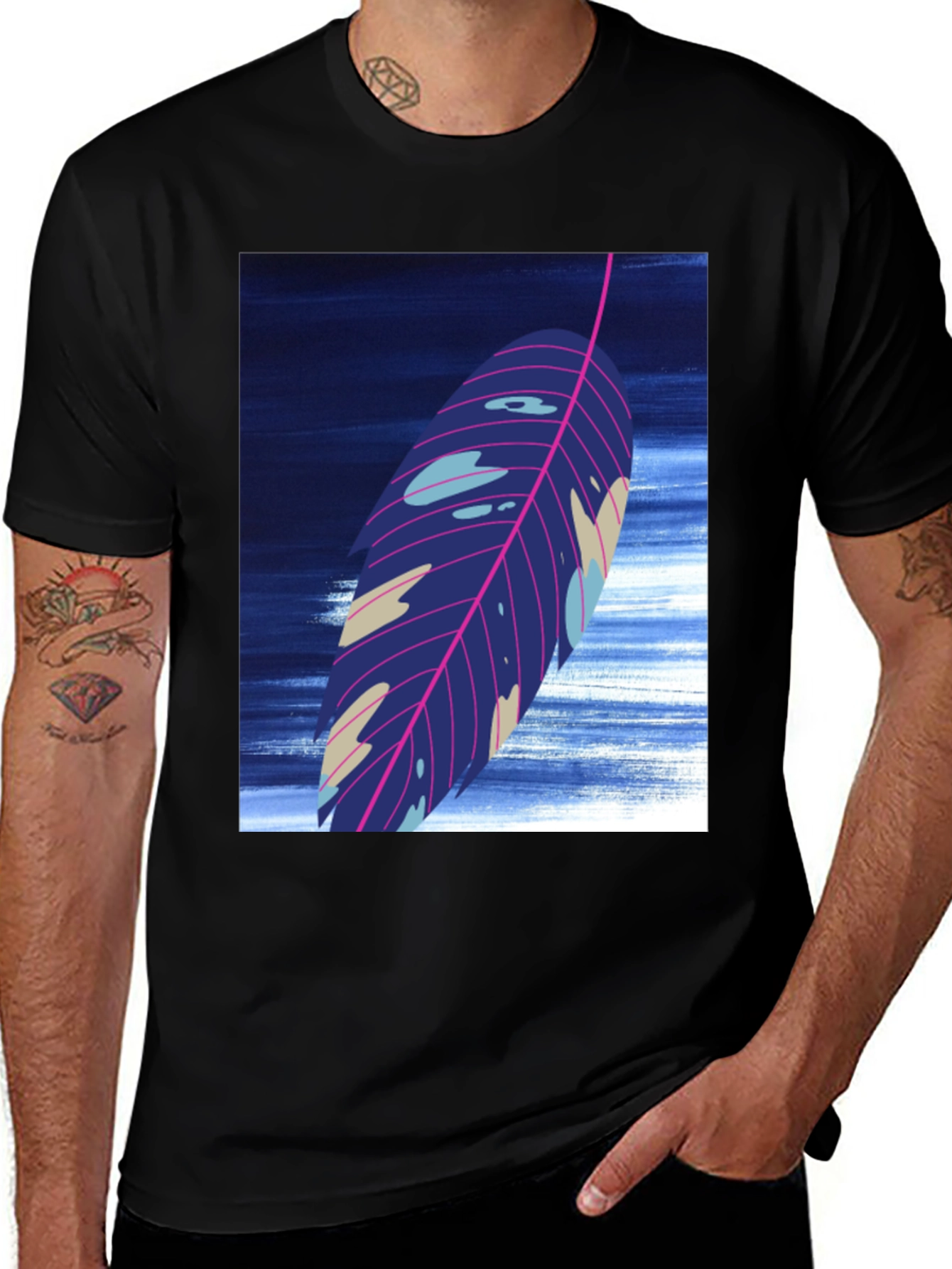 Variant 21 of Abstract Leaf Graphic Tee - Modern Style