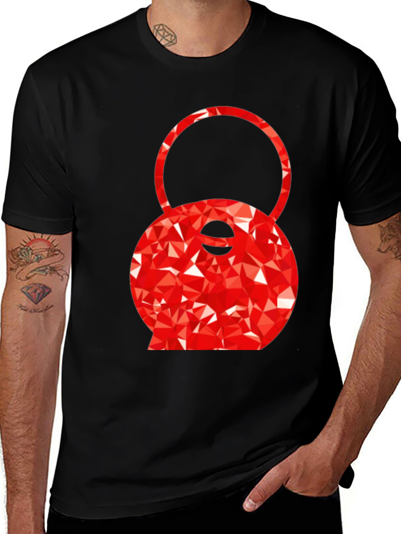 Variant 17 of Red Kettlebell Graphic Tee - Black Cotton Blend