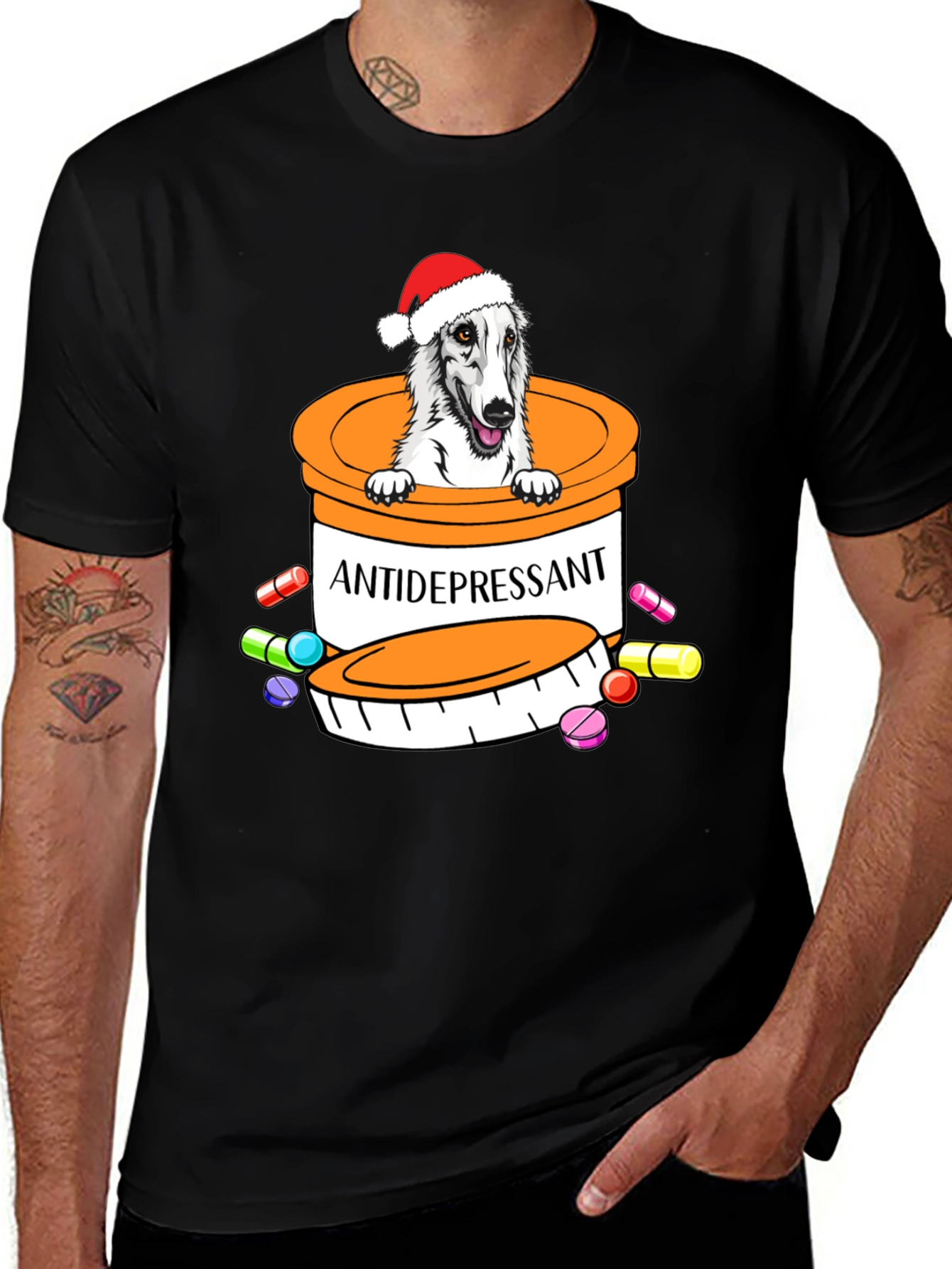 Variant 15 of Antidepressant Dog Pill Bottle Graphic T-Shirt