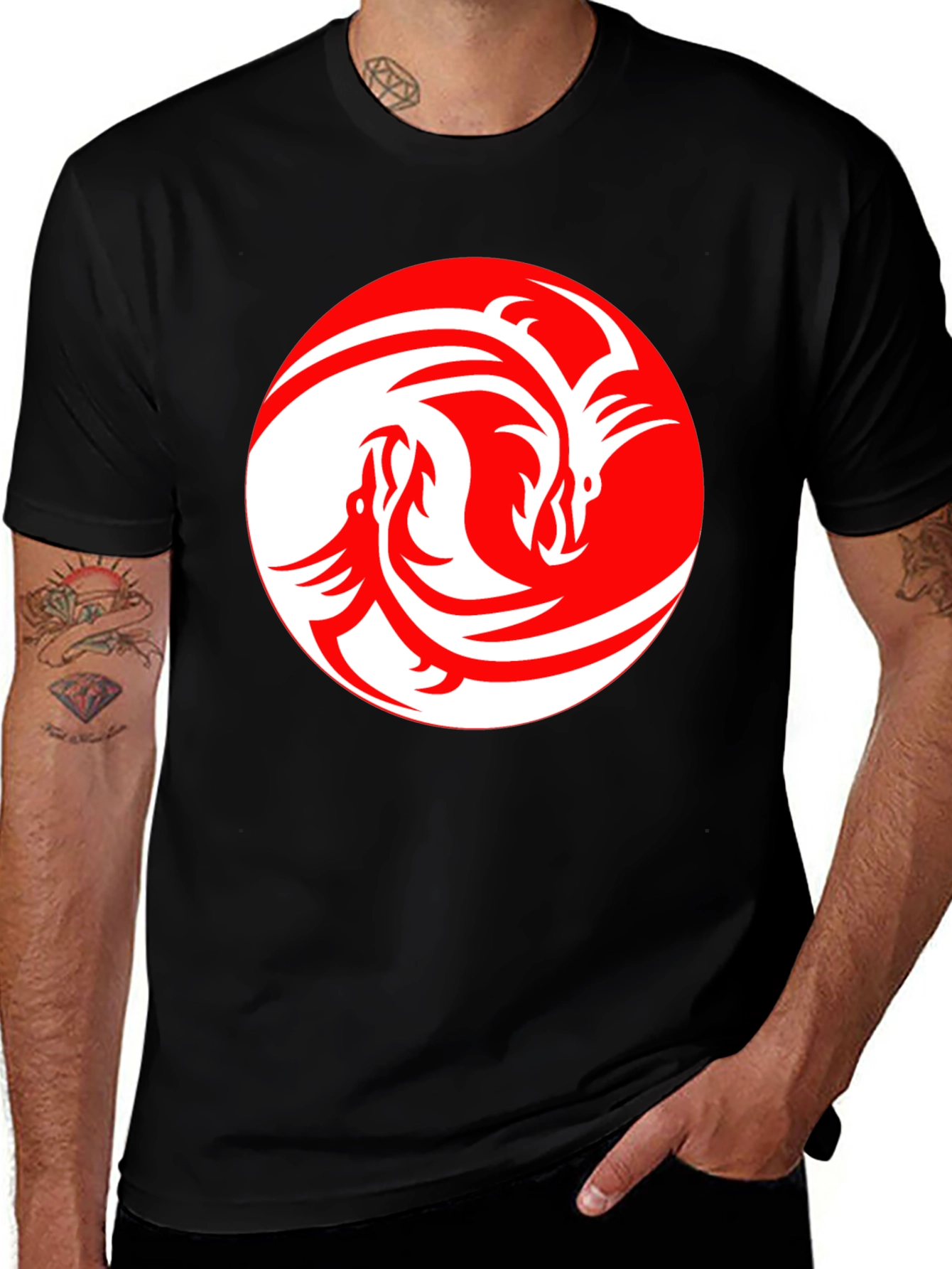 Variant 5 of Dragon Yin Yang Graphic Tee - Black