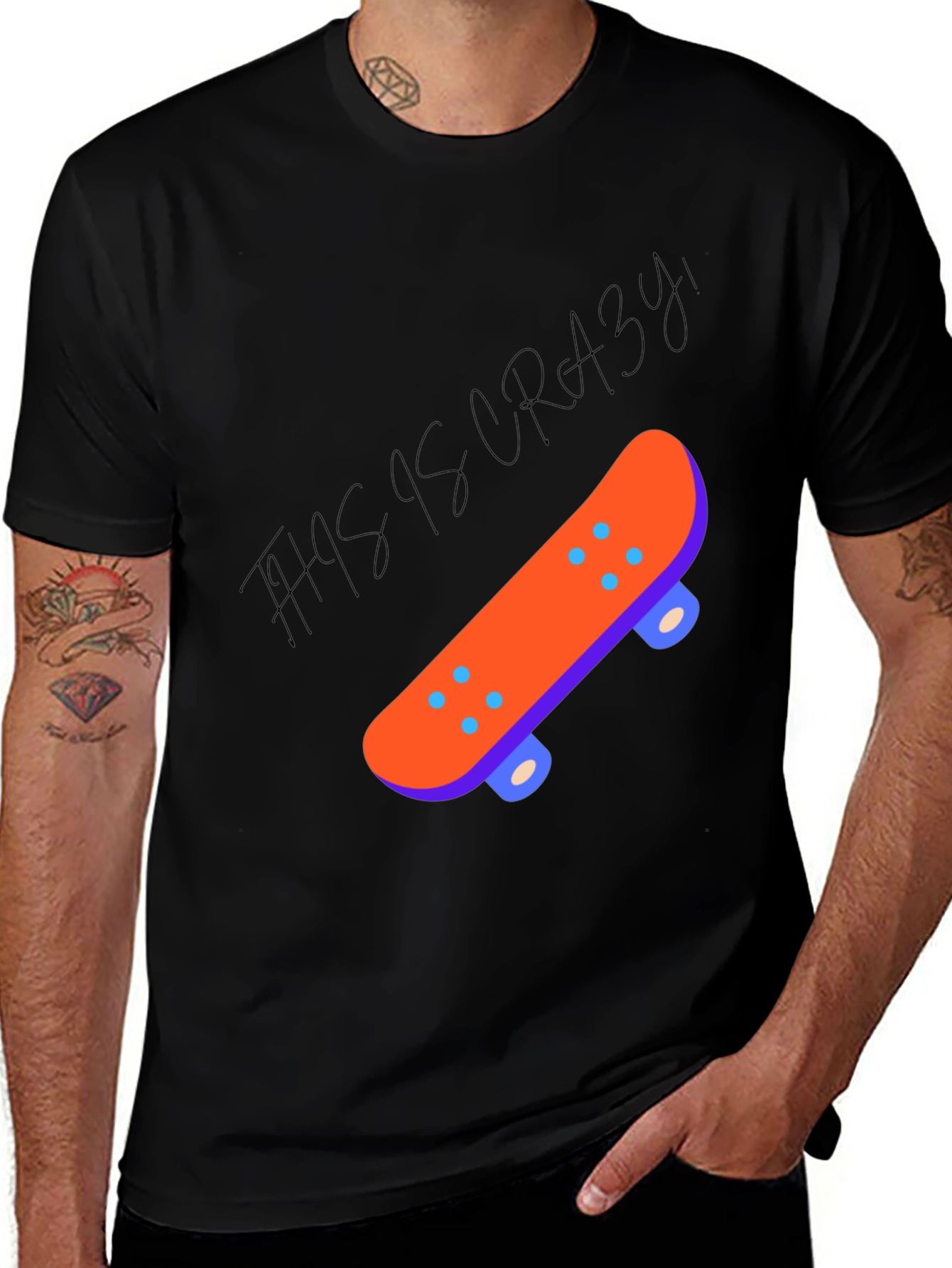 Variant 10 of Crazy Skateboard Graphic Tee - Black