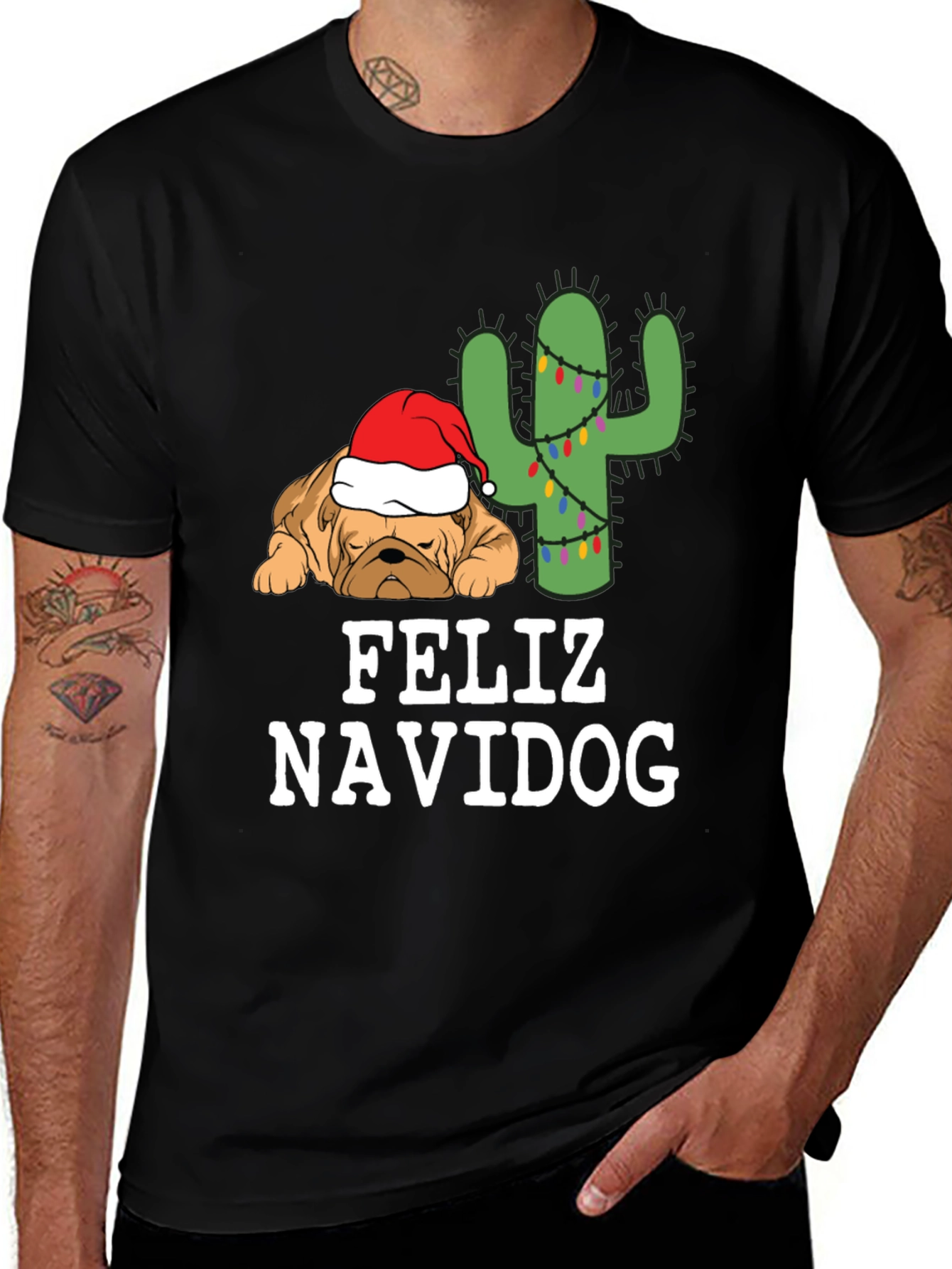 Feliz Navidog T-Shirt - Holiday Dog & Cactus Tee