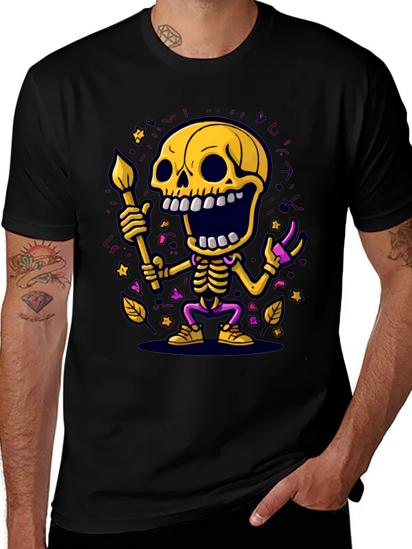 Variant 28 of Skeleton Artist Graphic Tee - Unique Halloween T-Shirt
