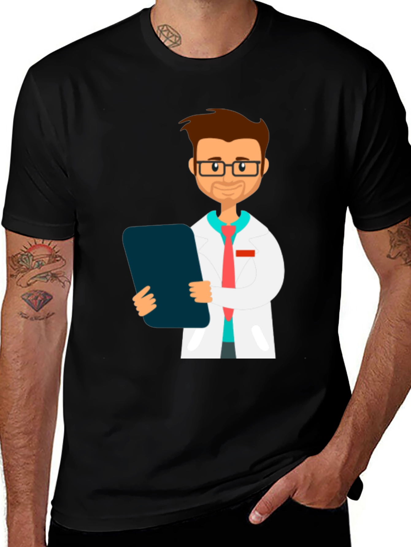 Variant 9 of Doctor Graphic T-Shirt - Black Cotton Blend Tee