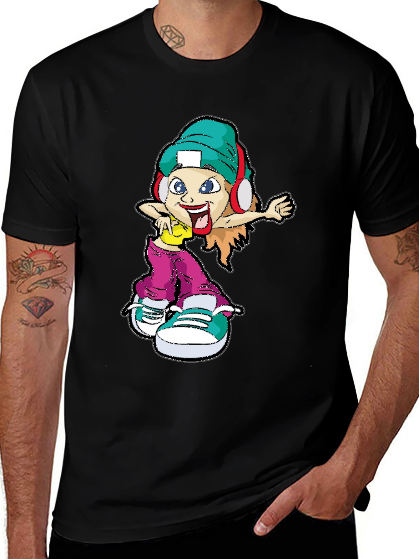 Black Cartoon Character Graphic Tee main image