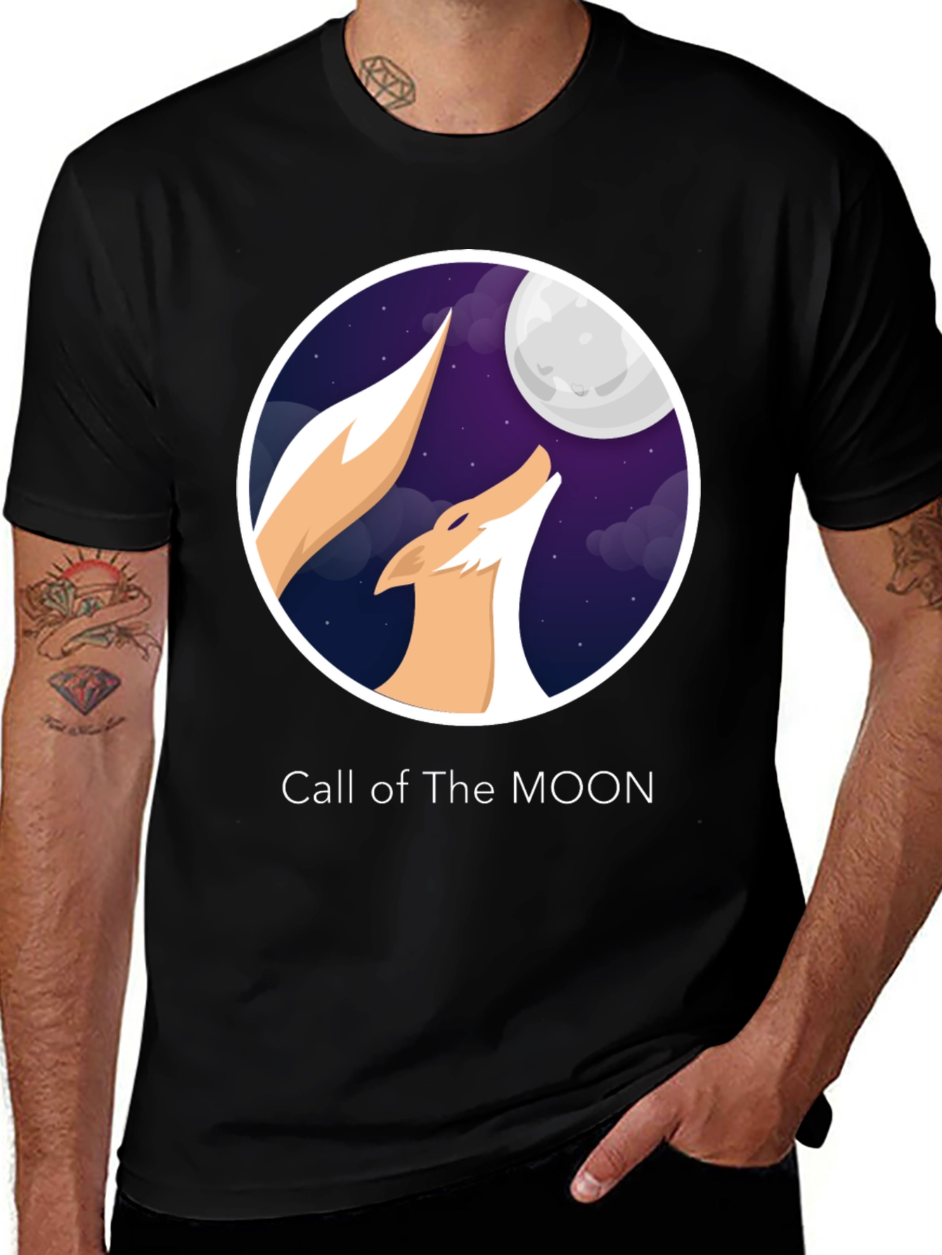 Variant 30 of Call of the Moon Graphic Tee - Black Cotton T-Shirt
