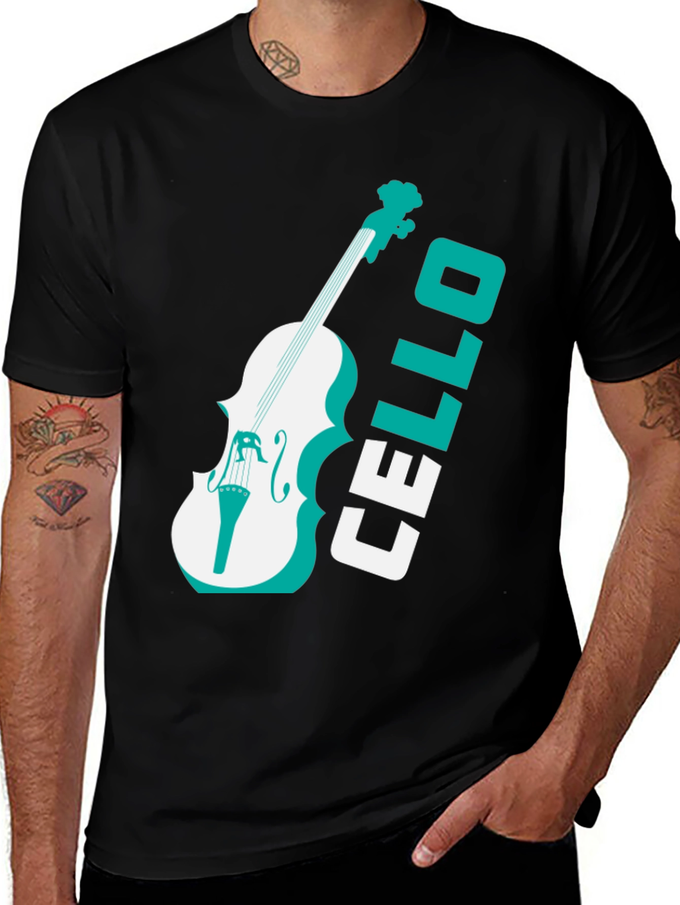 Variant 7 of Cool Cello Graphic Tee - Black Music Lover Shirt