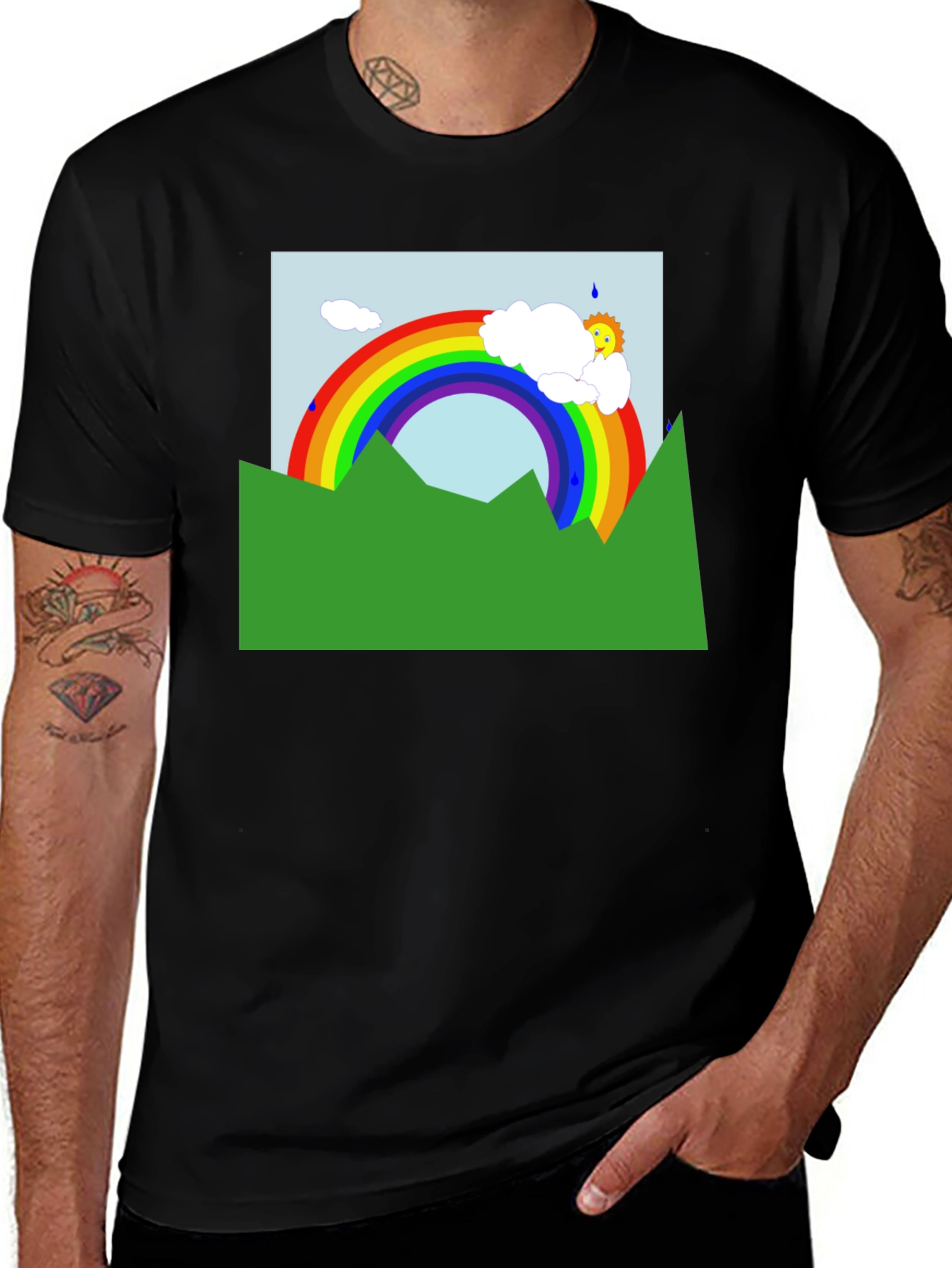 Variant 3 of Rainbow Graphic Black T-Shirt