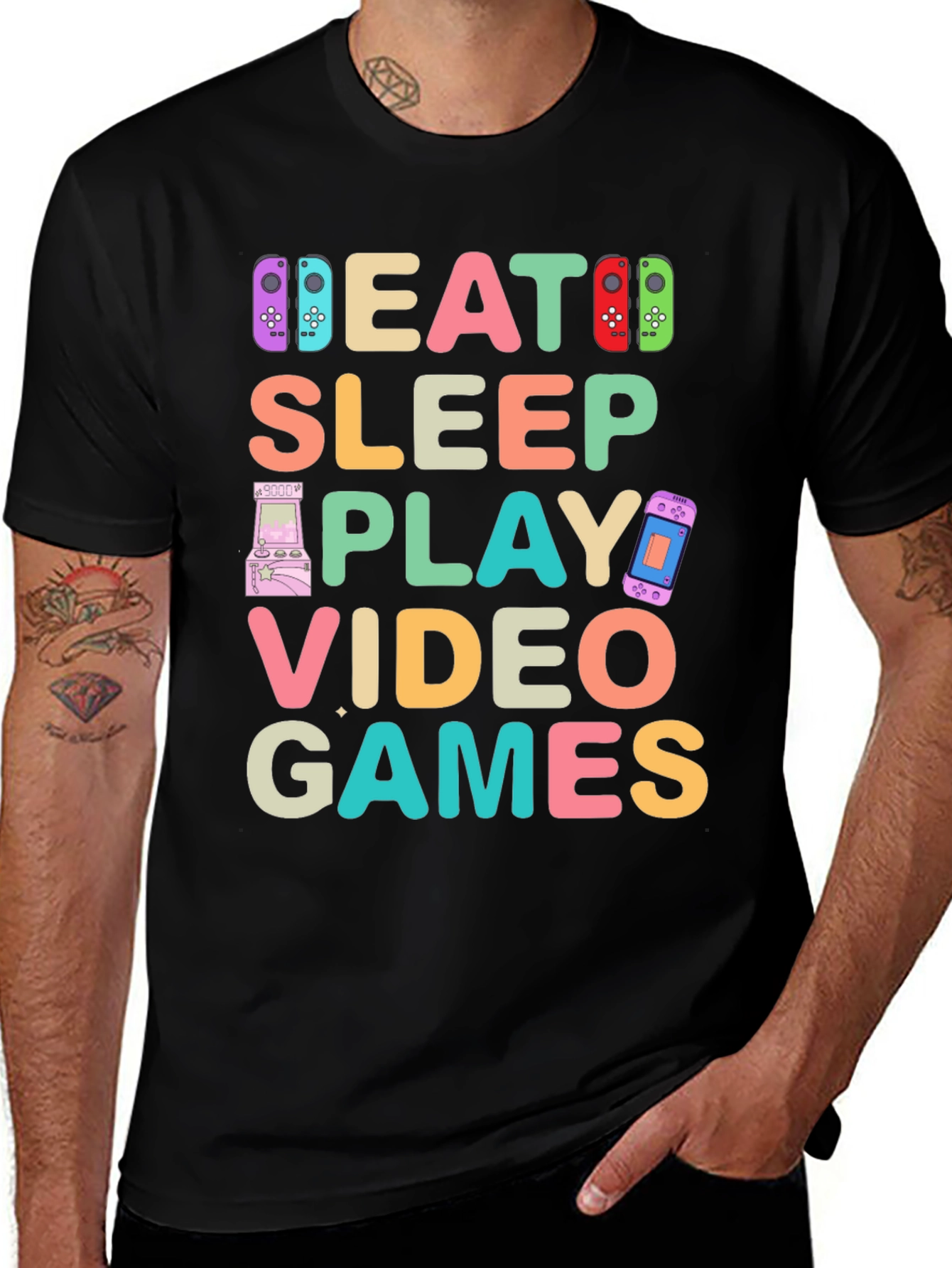 Variant 3 of Eat Sleep Play Video Games Black Graphic Tee