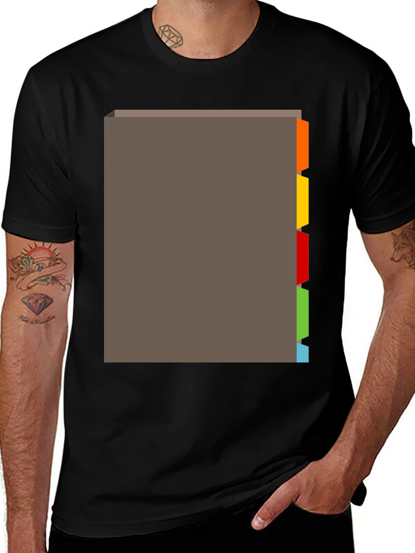 Variant 9 of Black T-Shirt with Tabbed Book Design