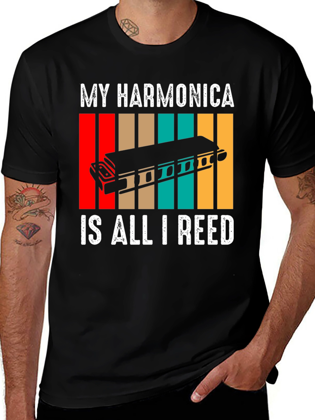 Variant 19 of Harmonica Lover Tee - My Harmonica Is All I Reed T-Shirt