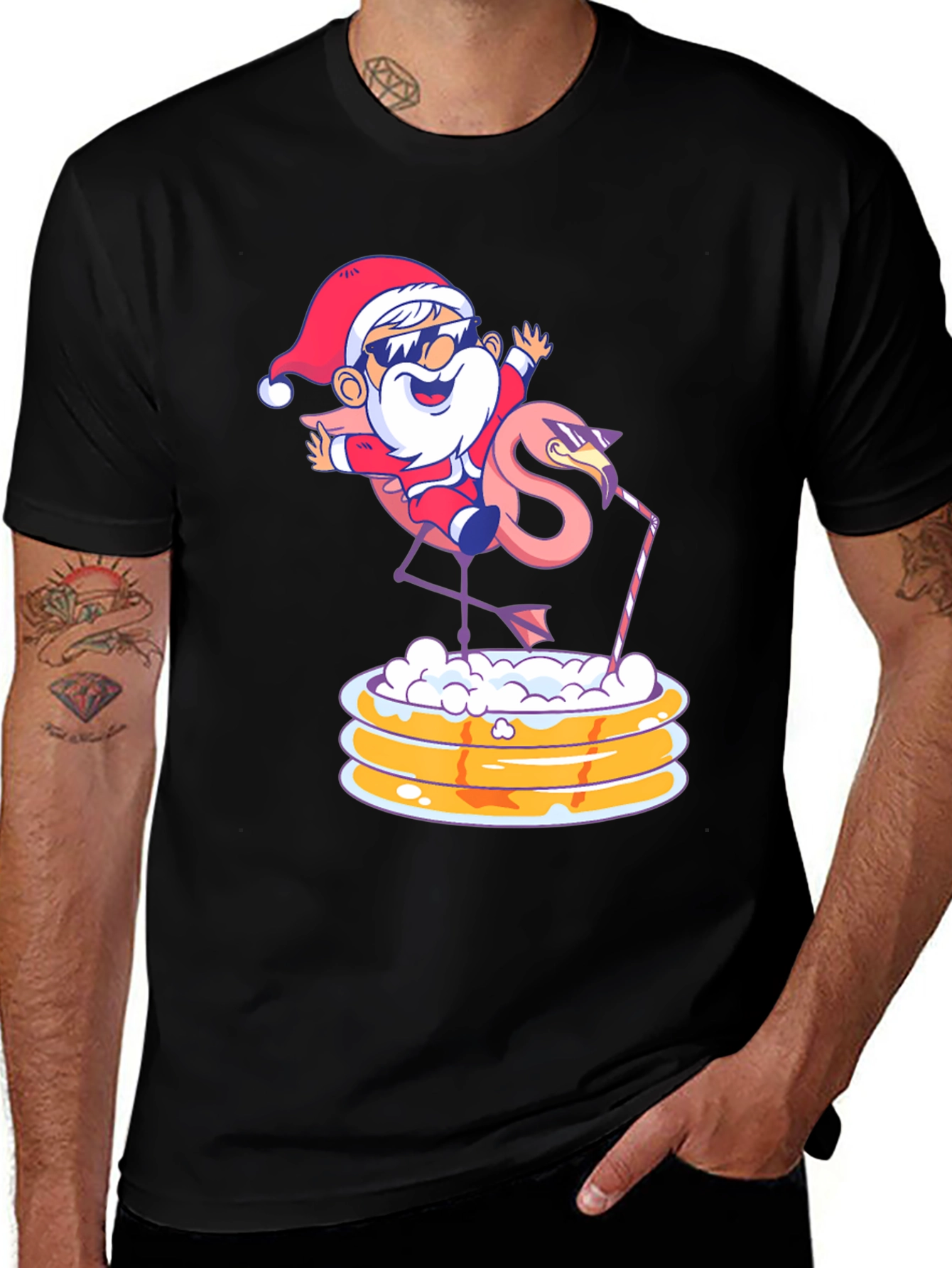 Variant 4 of Festive Santa Flamingo T-Shirt
