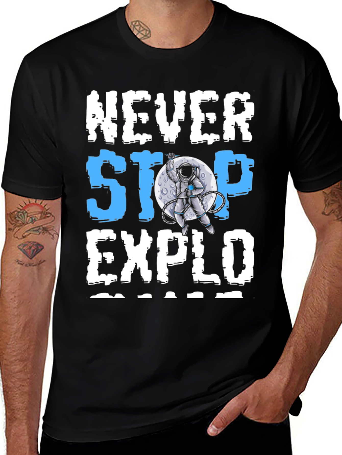 Variant 19 of Never Stop Exploring Astronaut Graphic T-Shirt