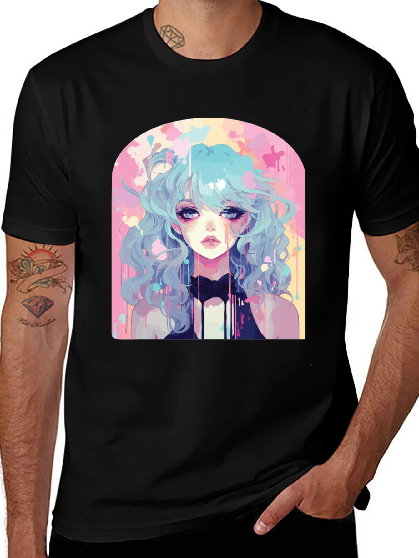 Variant 8 of Anime Girl Graphic T-Shirt - Black