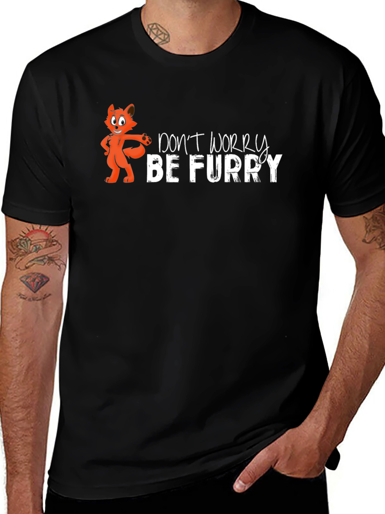 Variant 28 of Don't Worry Be Furry Black T-Shirt