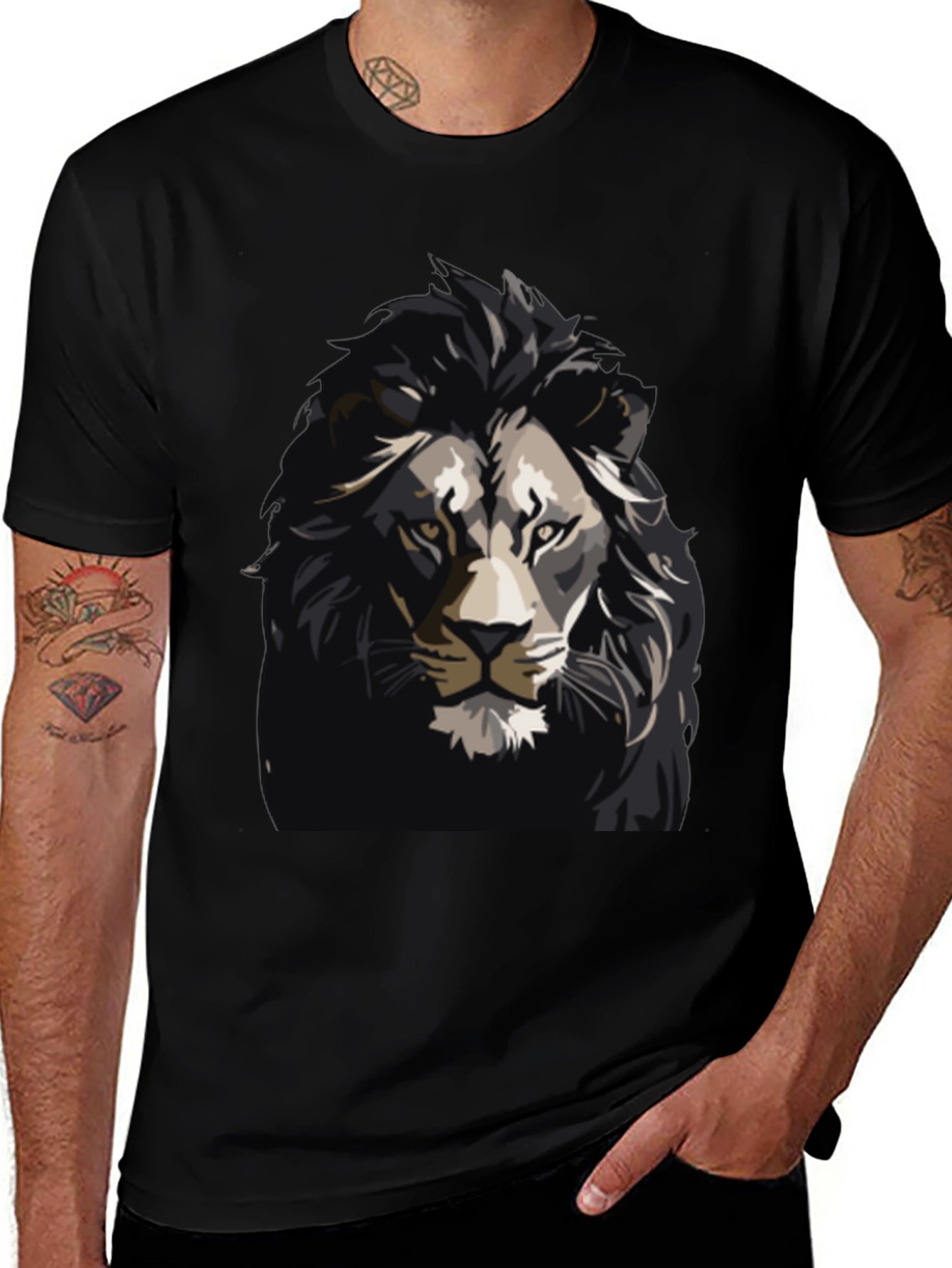 Variant 20 of Lion Graphic Tee - Men's Black T-Shirt