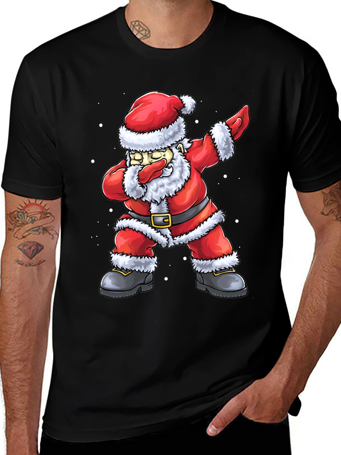 Dabbing Santa Graphic Tee - Holiday Fun