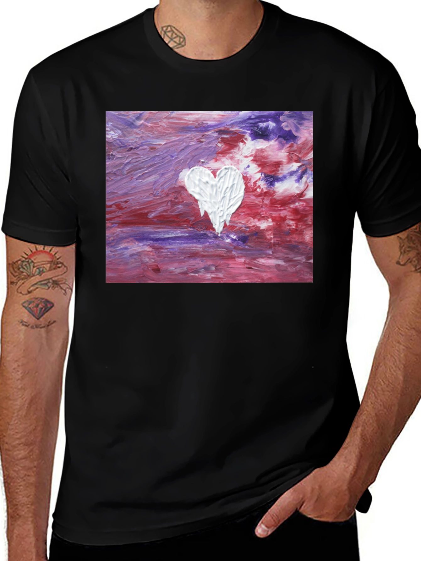 Variant 21 of Abstract Heart Art Tee - Modern Casual Wear