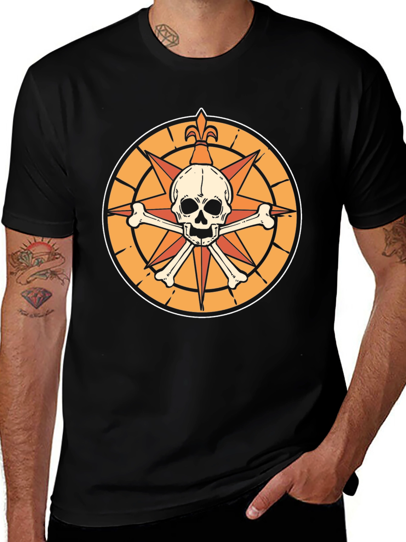 Variant 6 of Skull & Crossbones Compass Graphic T-Shirt