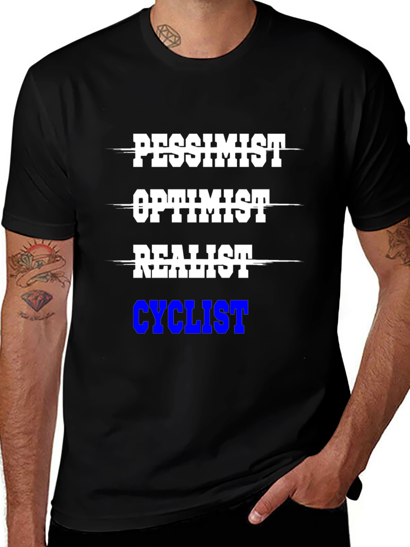 Variant 17 of Cyclist T-Shirt - Pessimist Optimist Realist